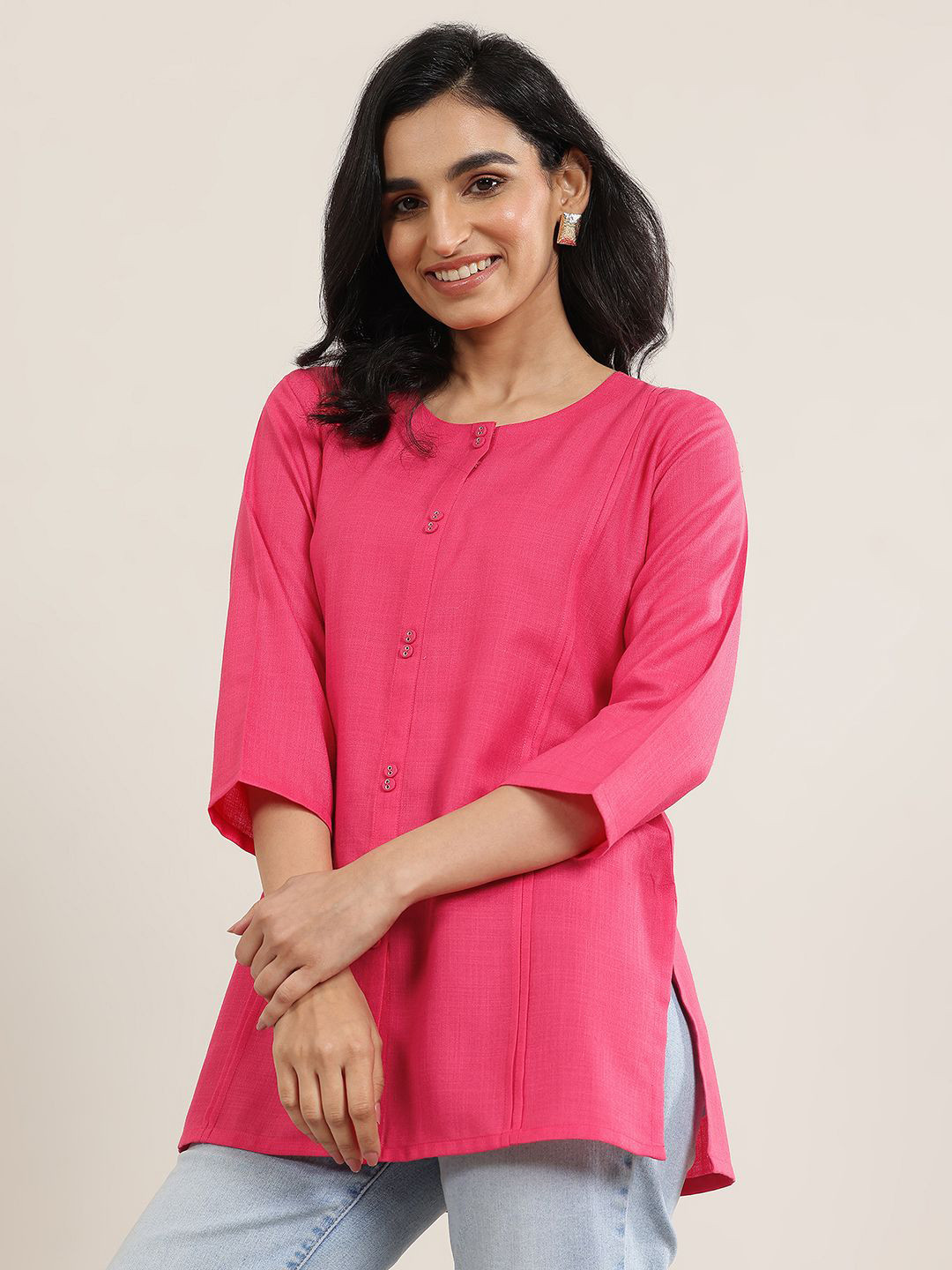 Libas Women Solid Pintuck Kurti