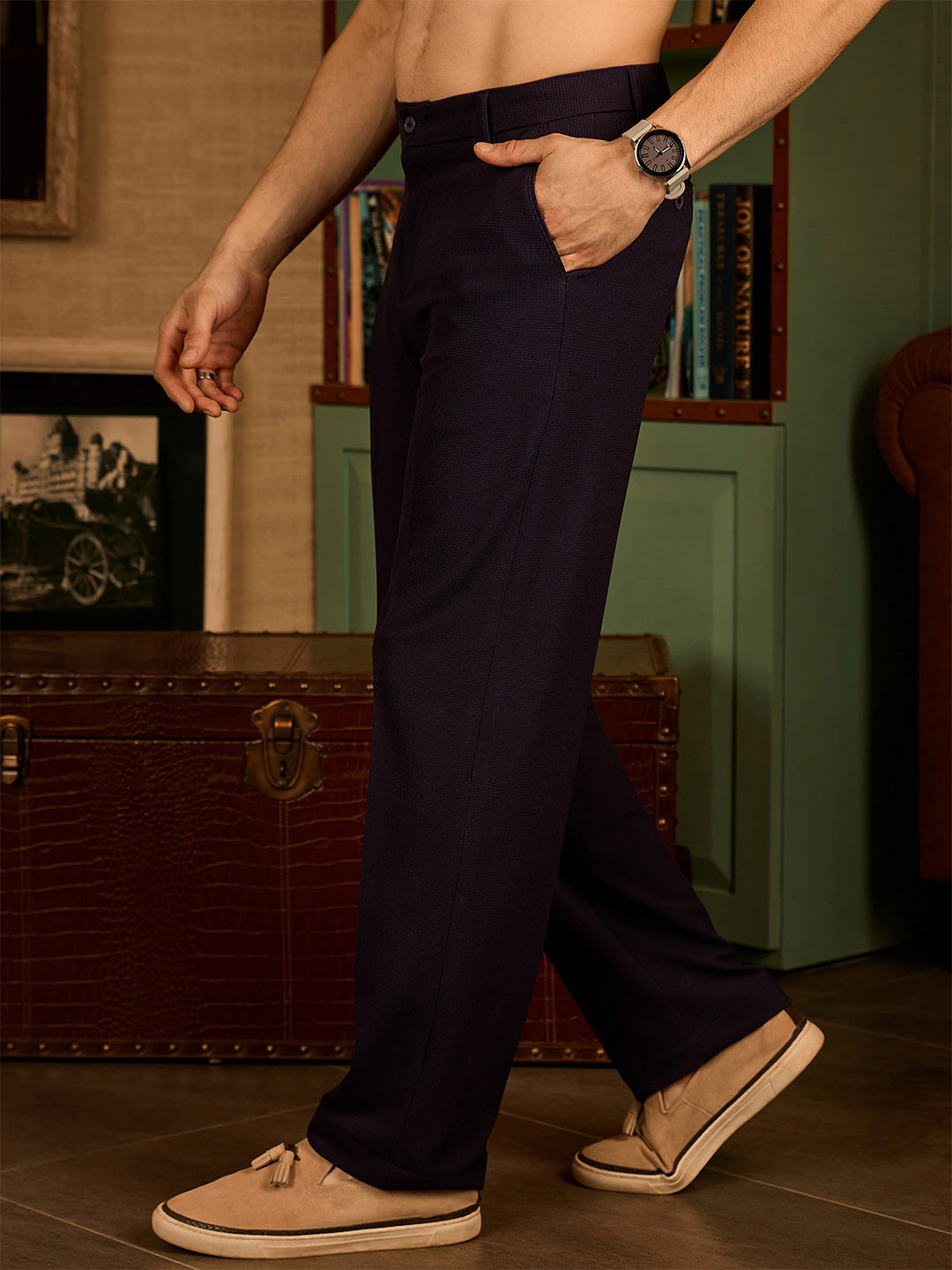 DENNISON Korean Baggy Fit 4 Way Lycra Trouser