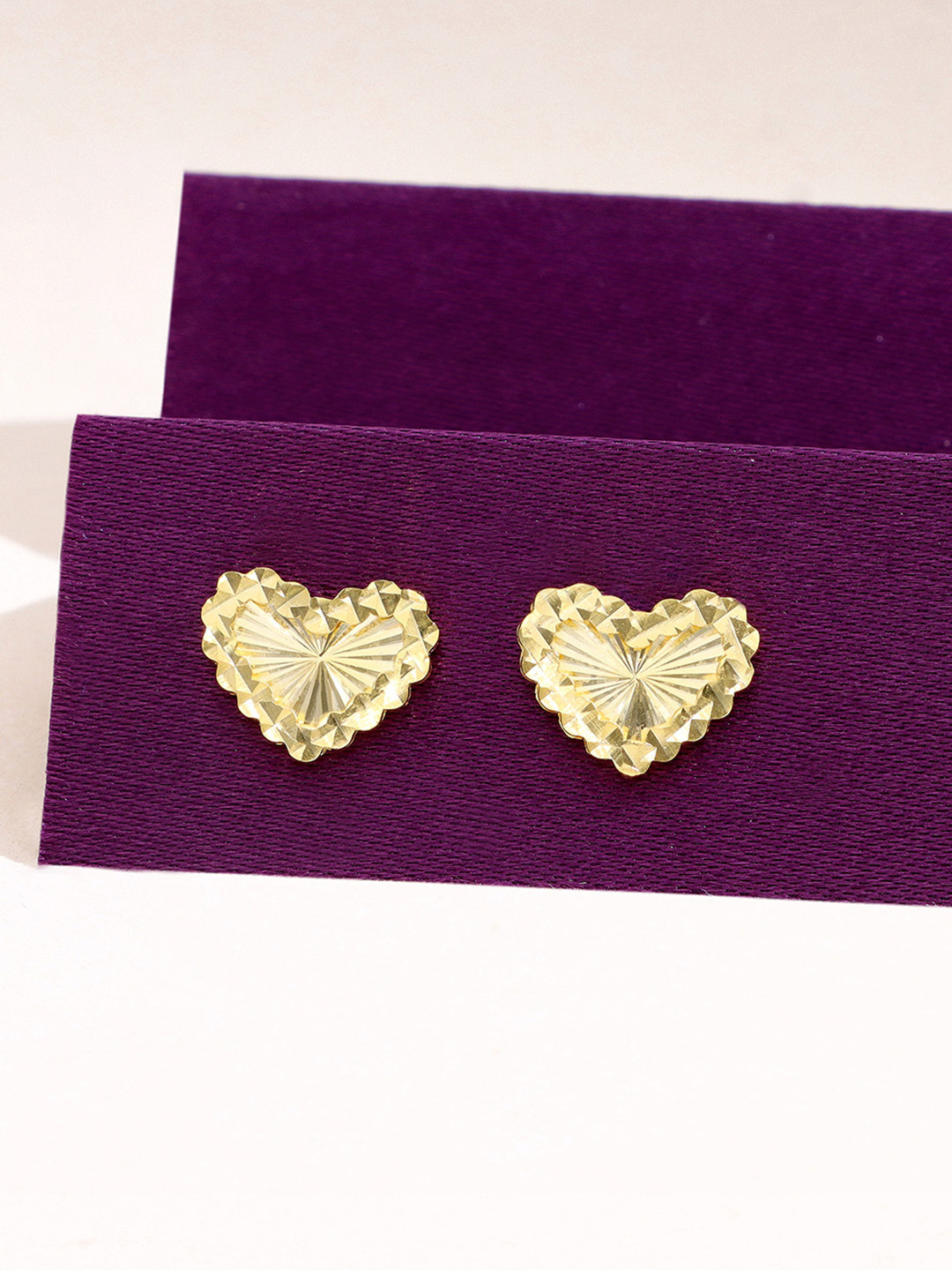 KAI JEWEL 92.5 Sterling Silver Gold-Plated Heart Shaped Minimalistic Studs
