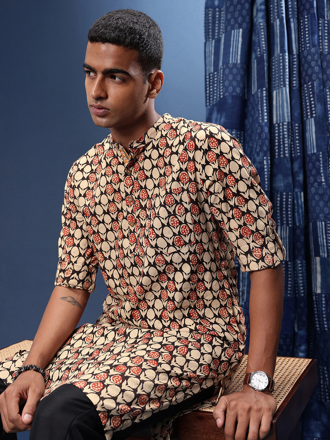 Taavi Pure Cotton Indie Floral Printed Kalamkari Kurta