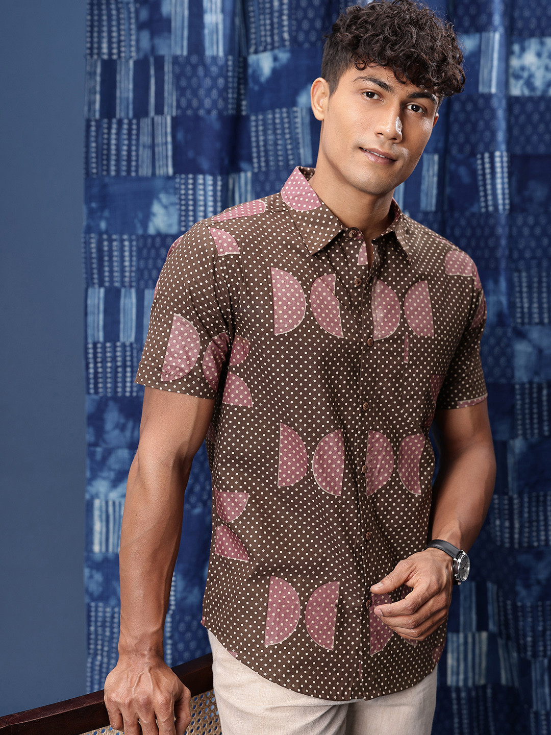 Taavi Block Print Legacy Opaque Abstract Printed Pure Cotton Casual Shirt