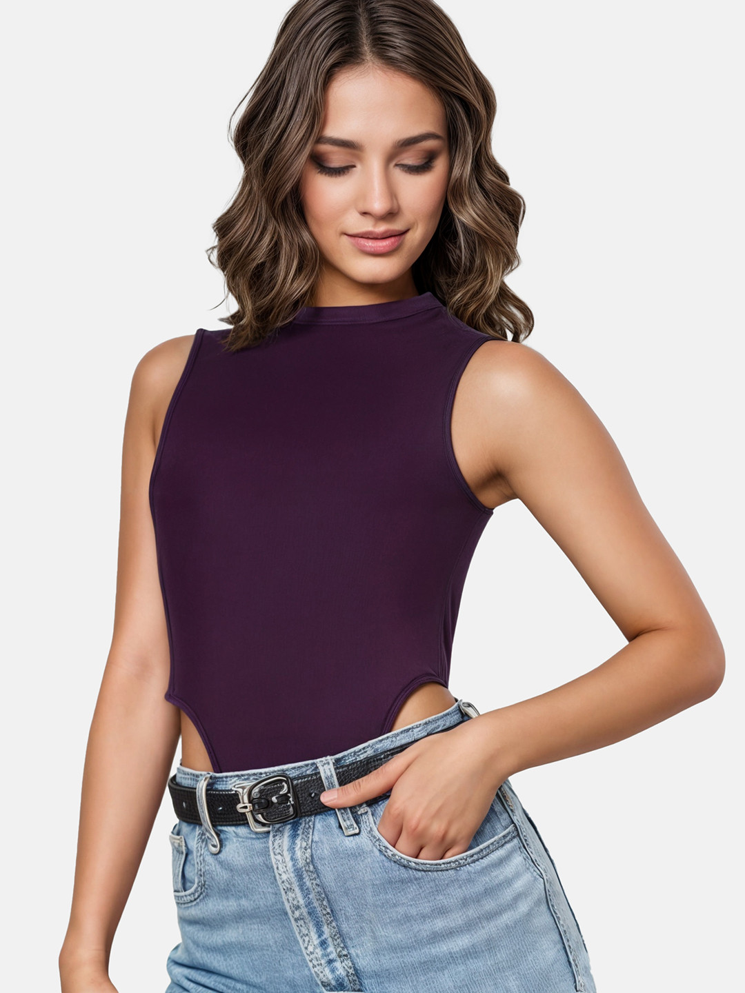 glitchez Low-Cut Fitted Bodysuit