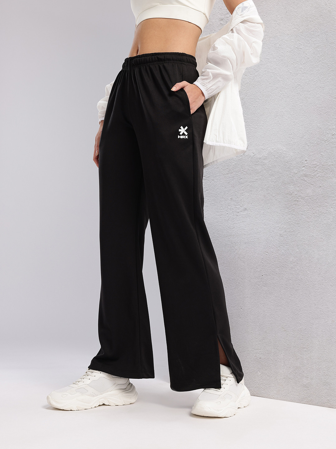 HRX by Hrithik Roshan Women Brand Logo Detail Side Slit Lifestyle Track Pants