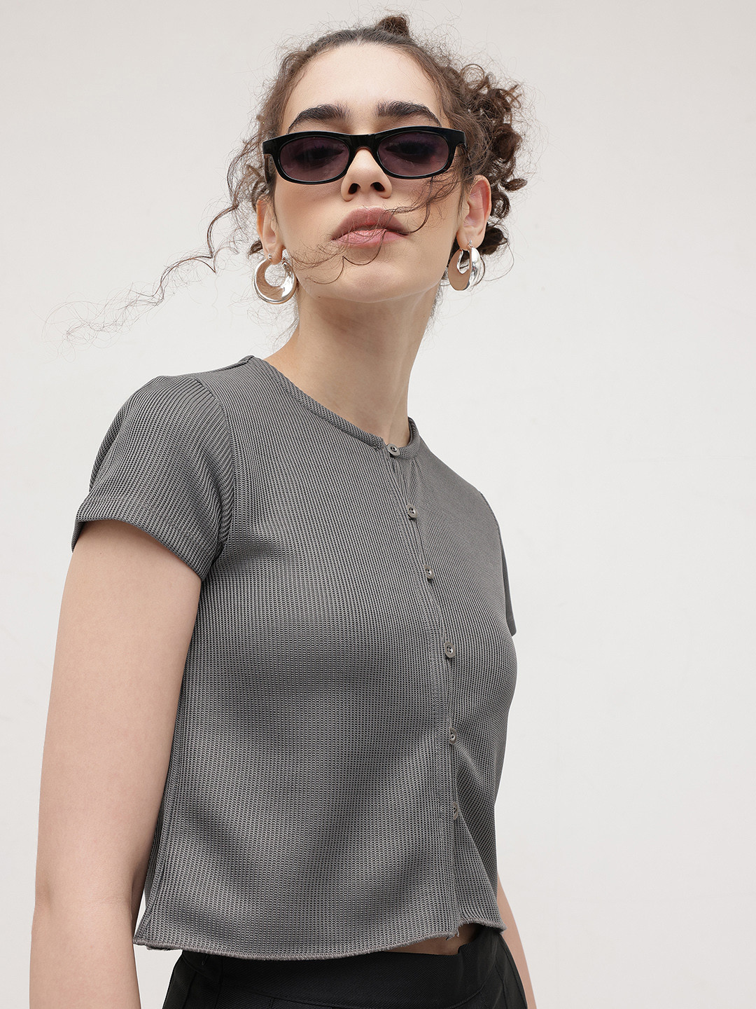 The Roadster Life Co. Self-Striped Button-Down Top