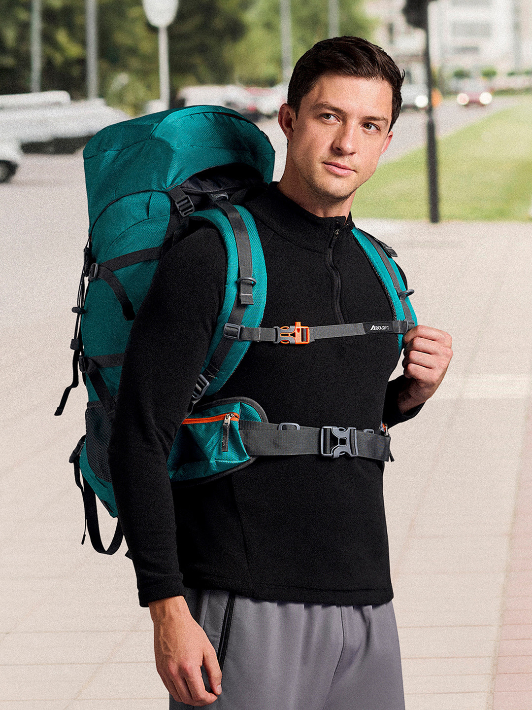 BOLDFIT Unisex Blue Solid Rucksack 60 L