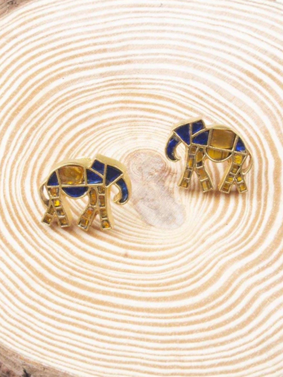 House of Pataudi Gold-Plated Kundan Studded Animal Shaped Studs