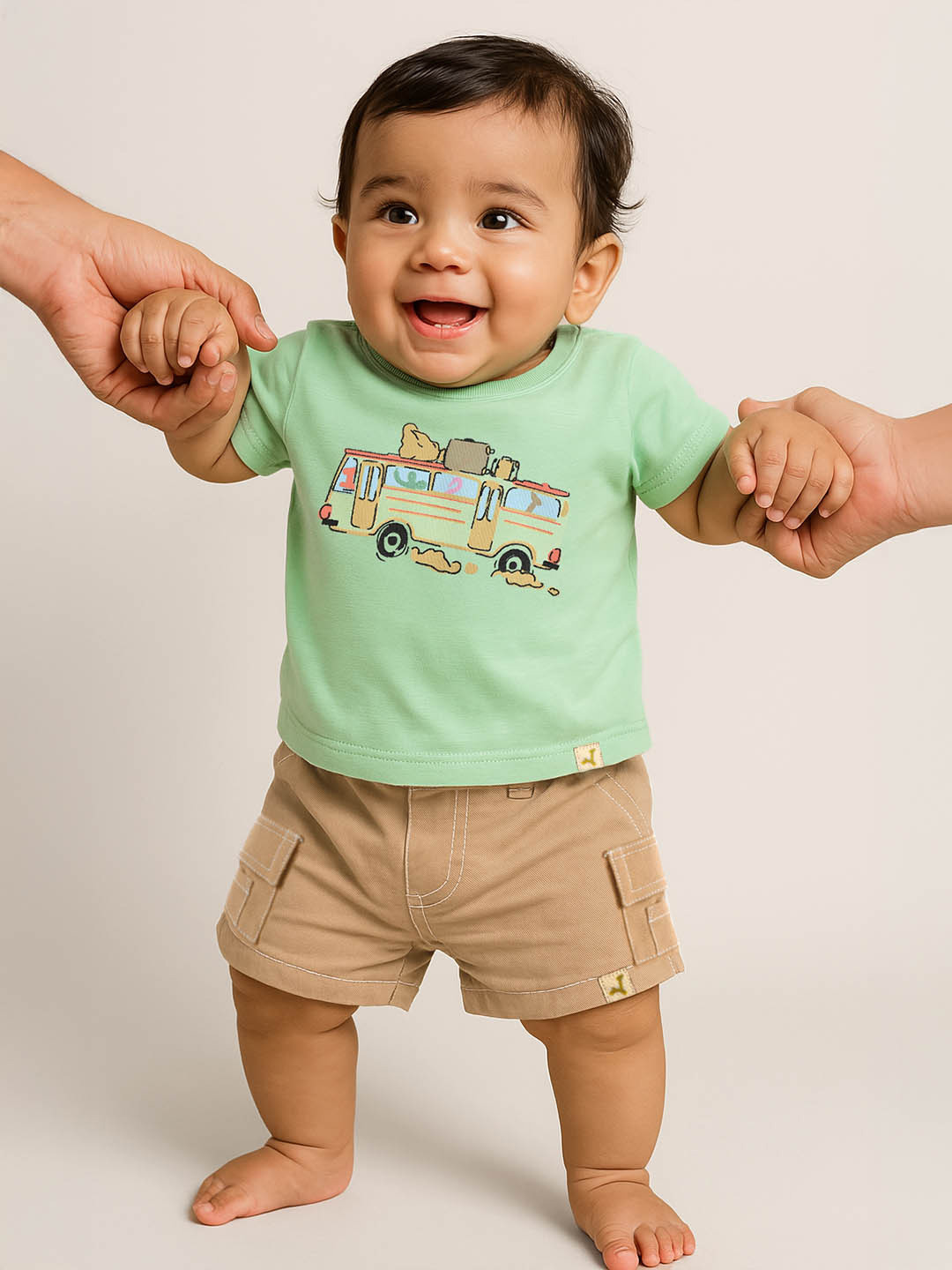 Somersault Bus Ride Boys Printed Pure Cotton T-Shirt With Shorts