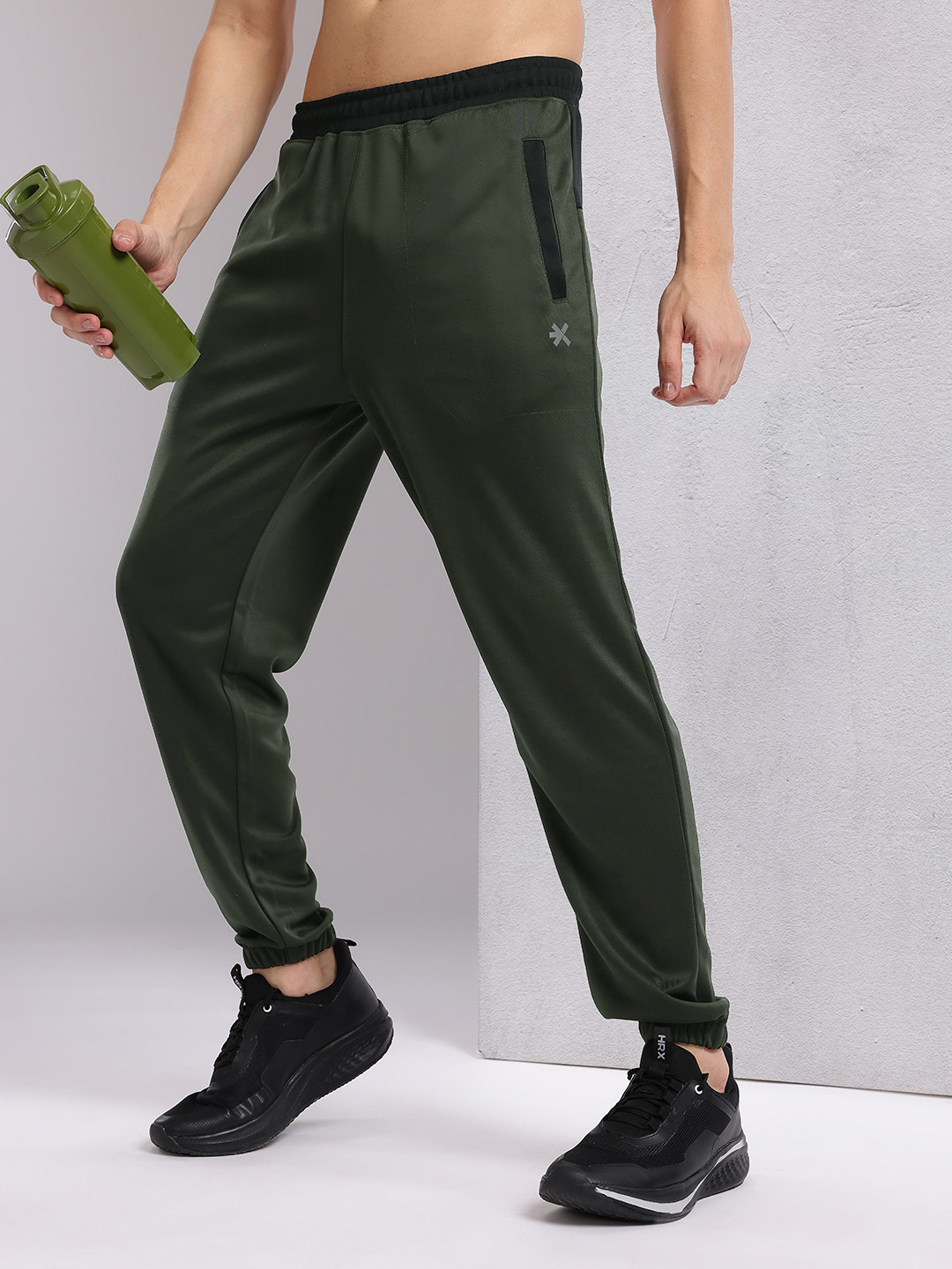 HRX by Hrithik Roshan Men Contrast Waistband Rapid-Dry Running Joggers