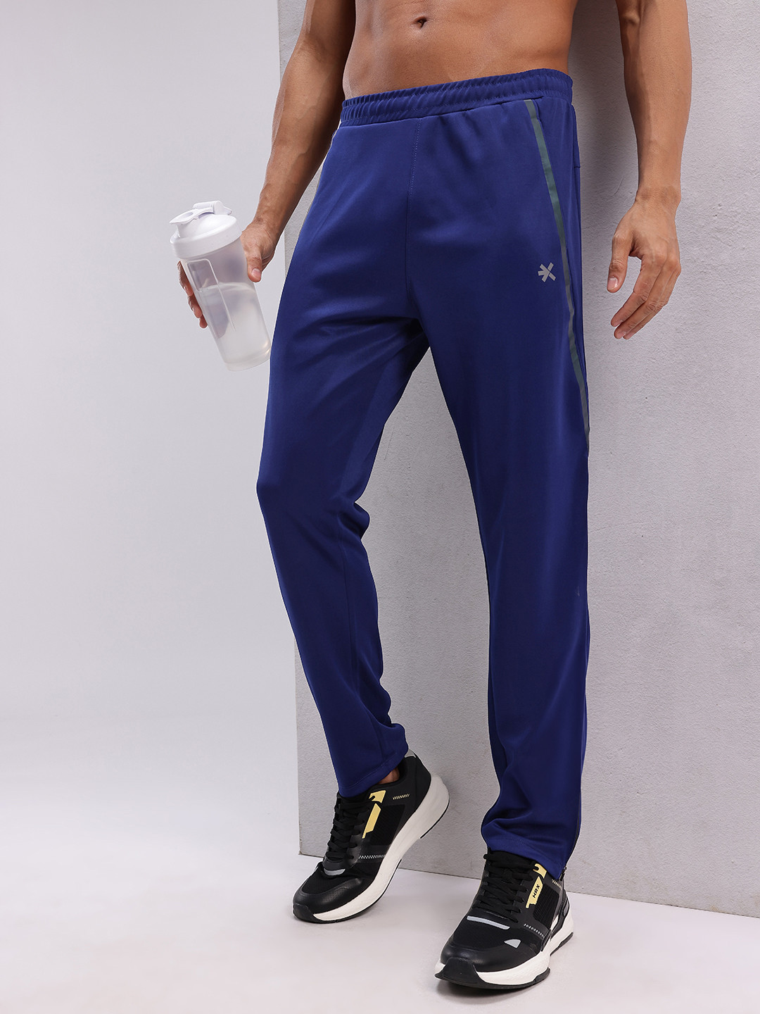 HRX by Hrithik Roshan Men Mid-Rise Rapid-Dry Fit Running Track Pants with Side Slits
