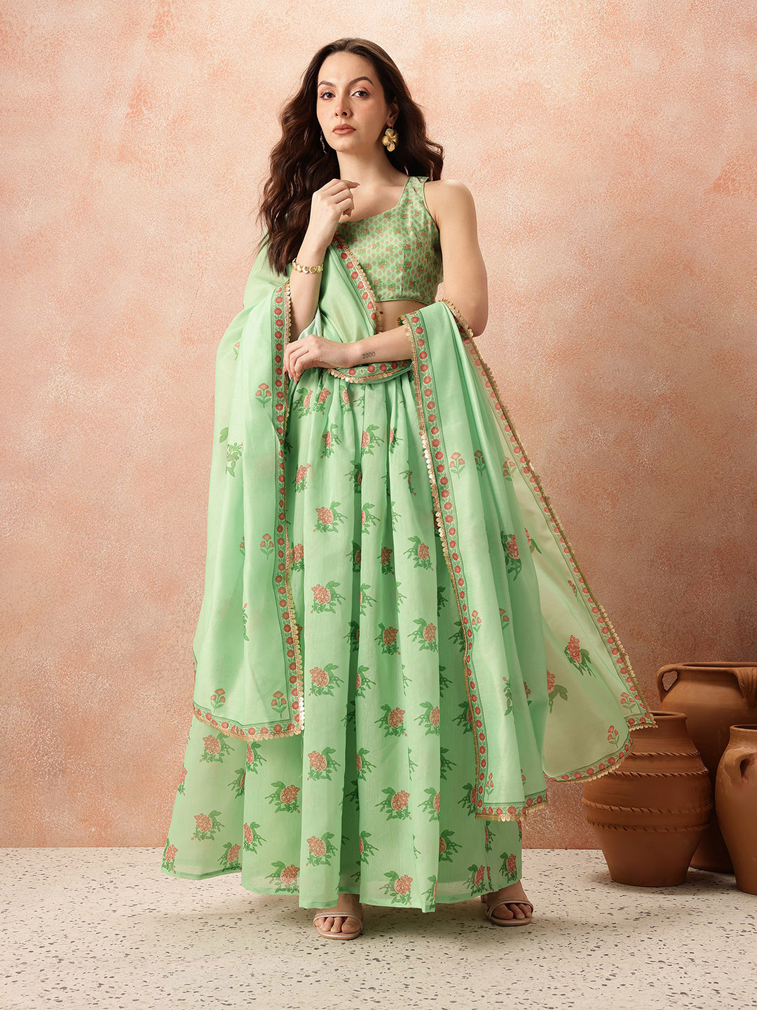 all about you Printed Ready to Wear Lehenga Set With Dupatta