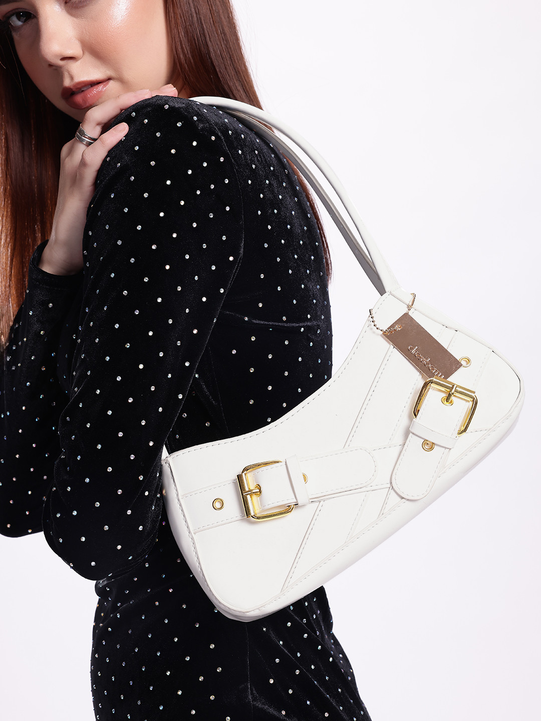 DressBerry Women Baguette Buckle Detail Shoulder Bag