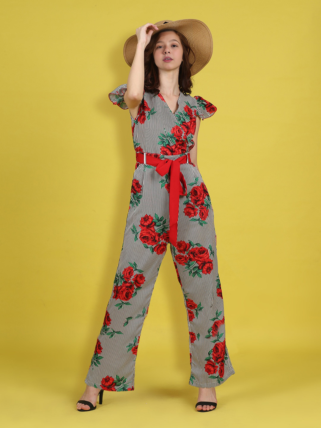 Cutiekins Girls V-Neck Printed Basic Jumpsuit