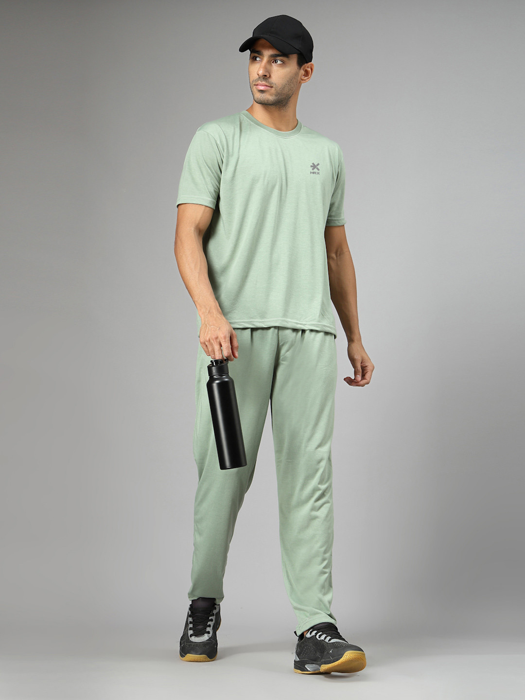 HRX by Hrithik Roshan Men Solid T-Shirt With Trousers Co-ords Set