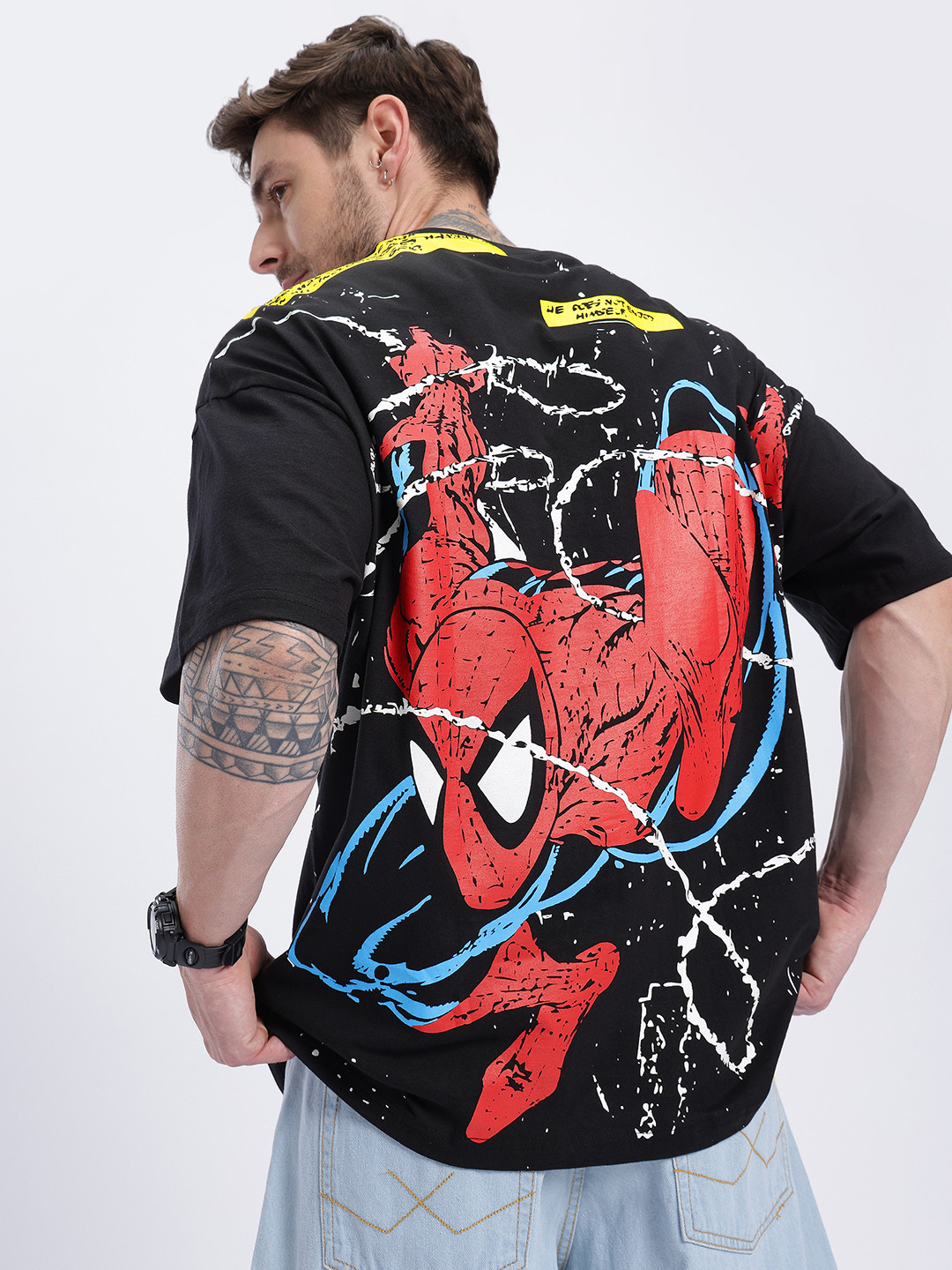 glitchez Spider Man Print Oversized T-shirt