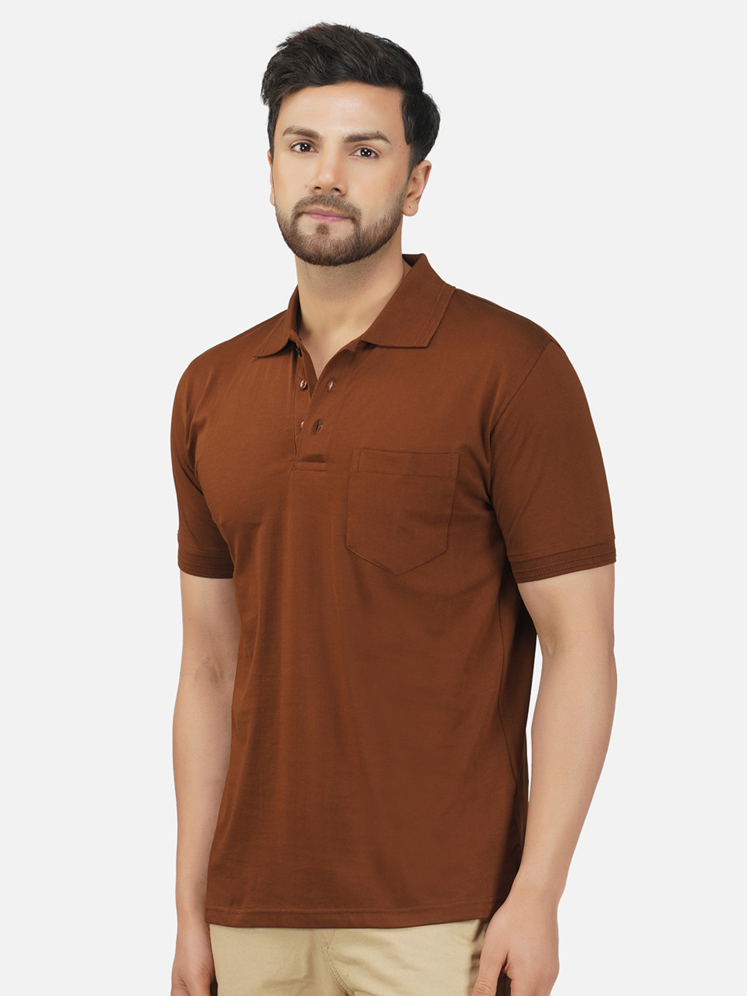 ALARM Men Polo Collar Pockets T-shirt