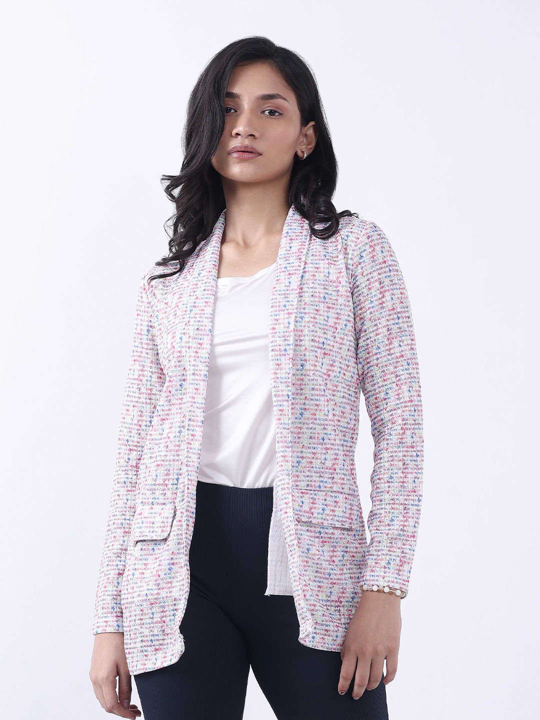 Bonnaty Printed Cotton Open Front Shrug