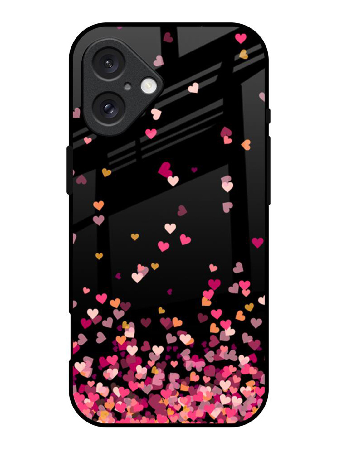 QRIOH Quirky Heart Rain Fall Glass iPhone 16 Back Case