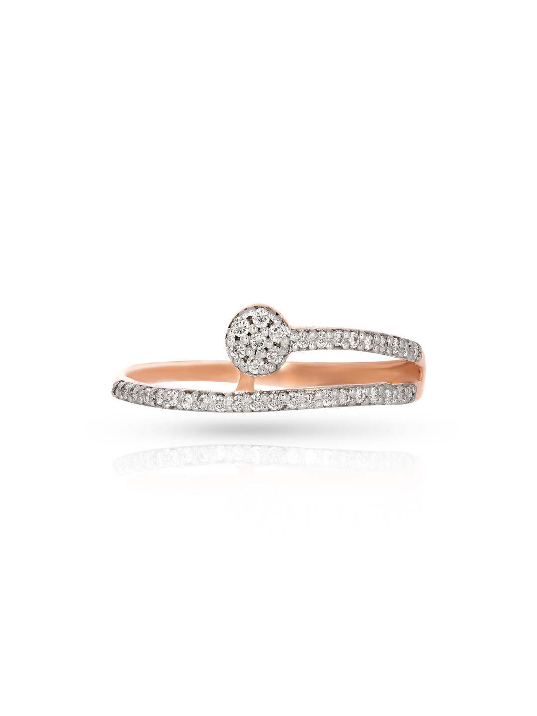 BHIMA 18K BIS Hallmark 750 Purity Rose Gold Layered Halo Diamond Ring