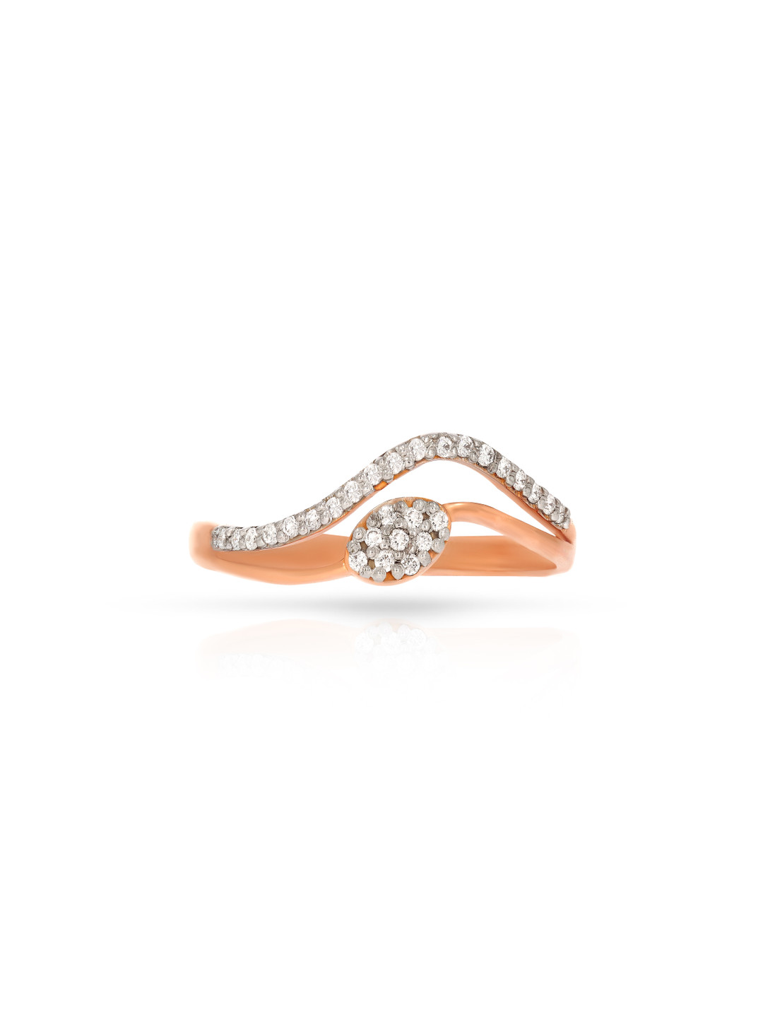 BHIMA 18K BIS Hallmark 750 Purity Rose Gold Elegant Radiance Diamond Ring