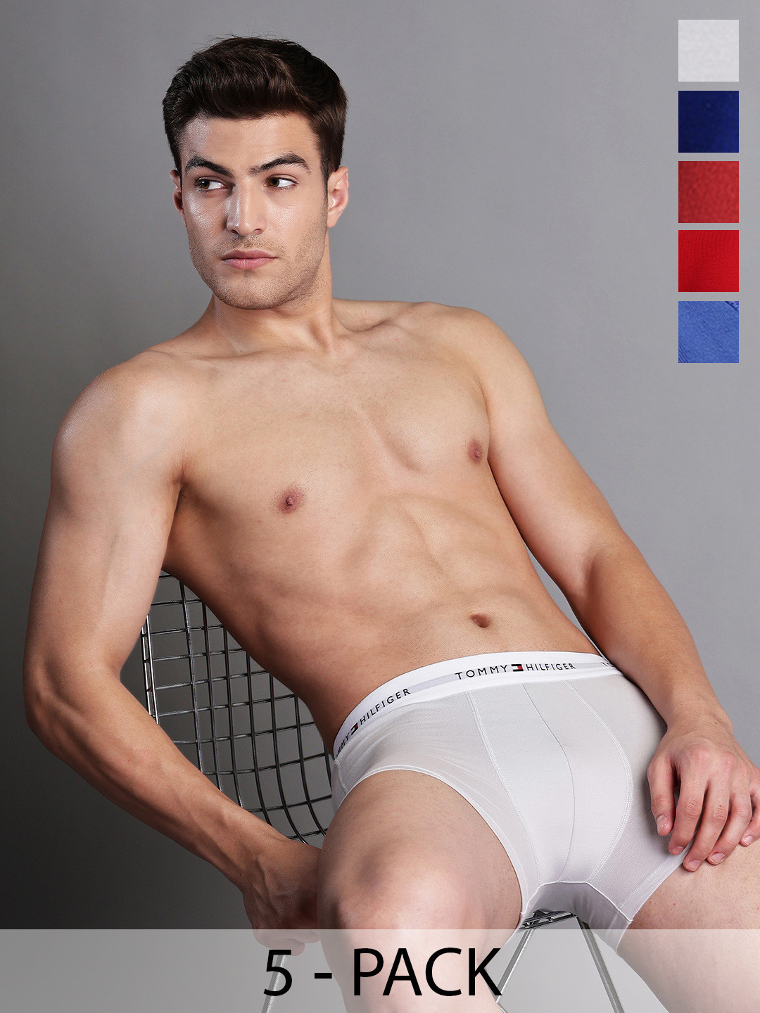 Tommy Hilfiger Pack Of 5 Men Trunks S25HMUW082-Med Rd/Lgh Cst/Vrn Blu/Med Rd/Wdg