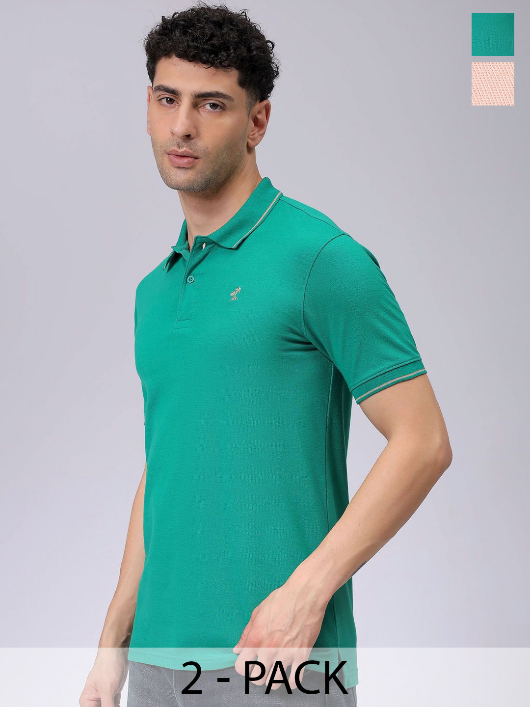 The Indian Garage Co Men's Pack of 2 Polo Collar T-Shirt