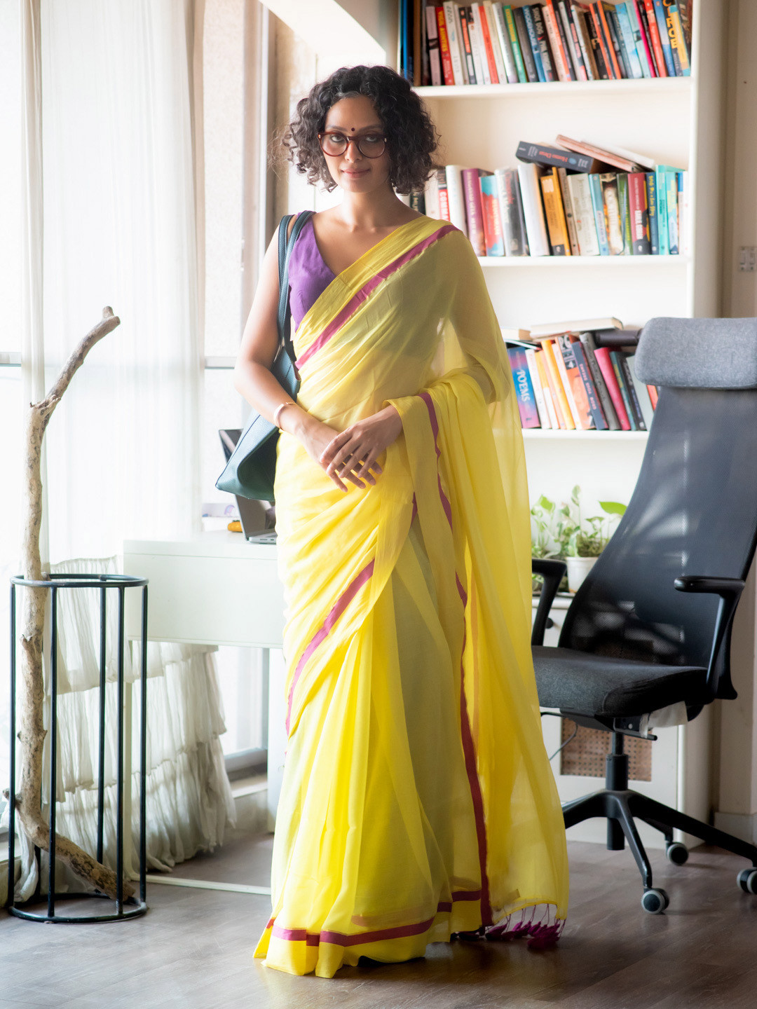 Suta Yellow Color Mul cotton Saree