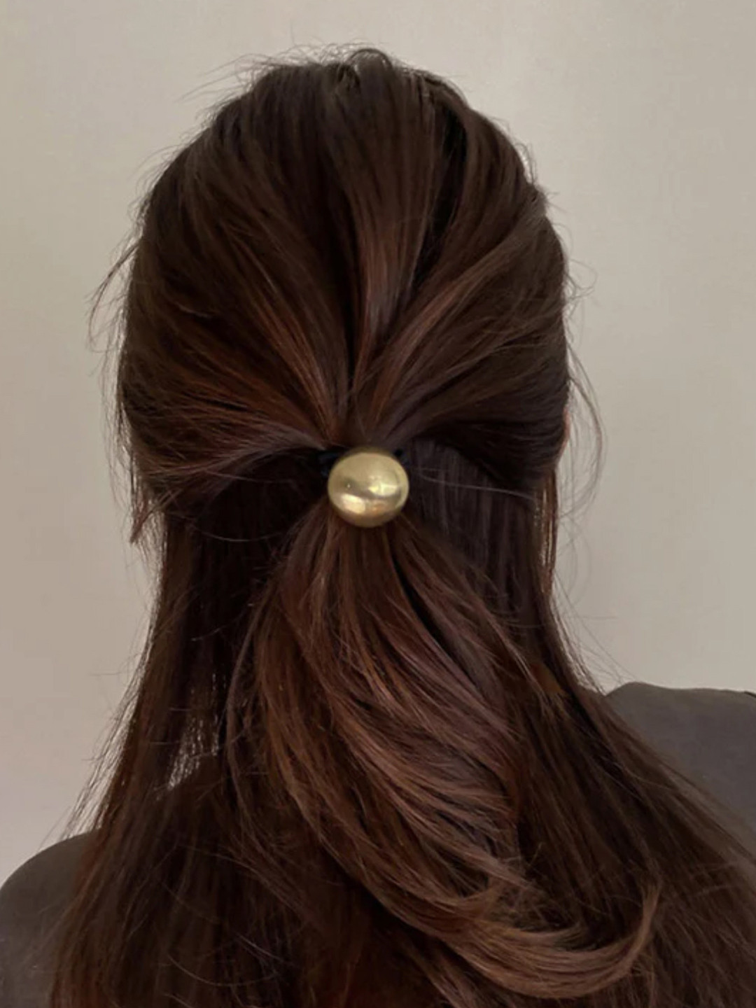 fabula Women Gold Round Ball Rubber Band Ponnytail Holder