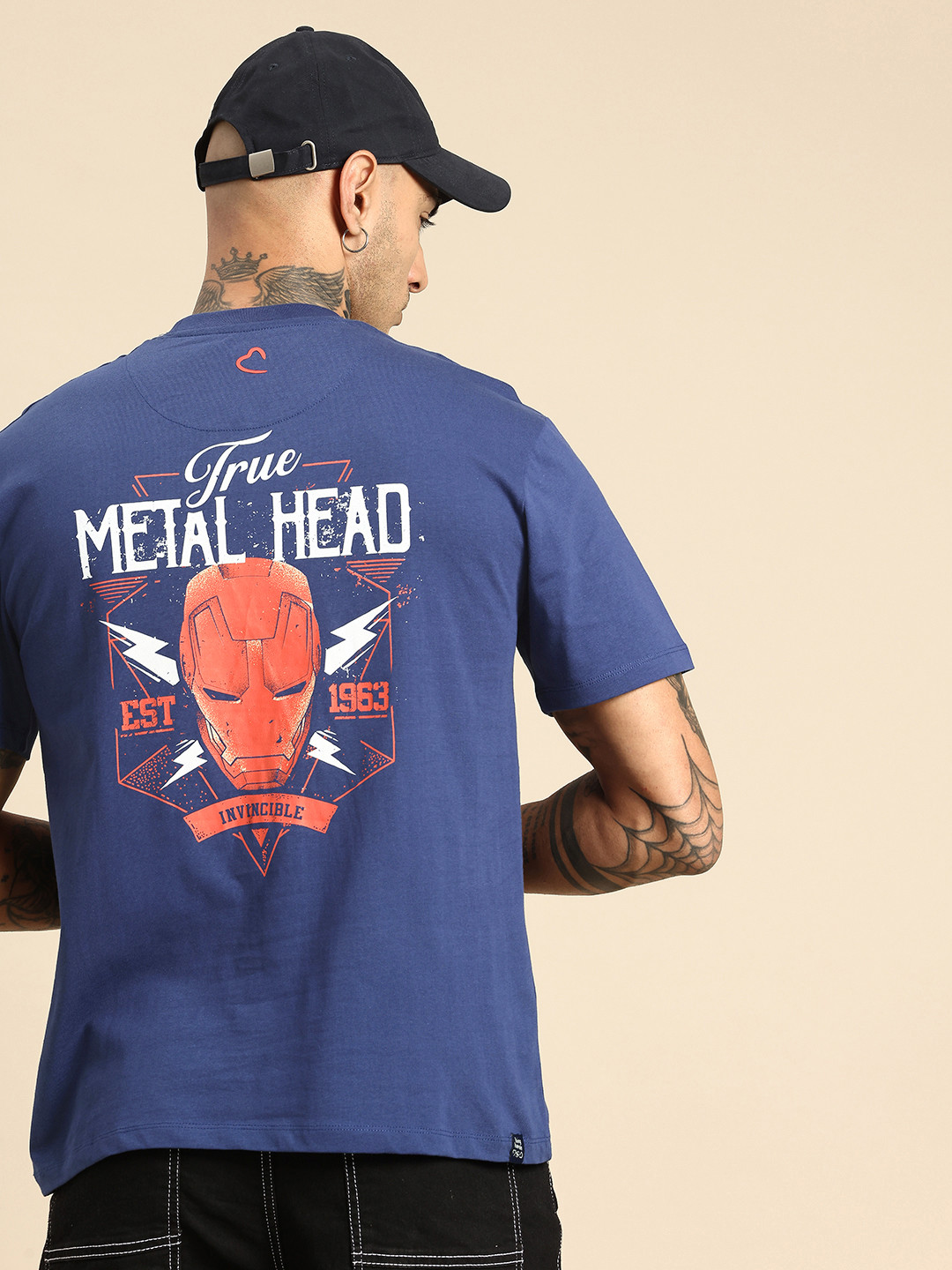 Being Human Pure Cotton Iron Man Printed Relaxed Fit Applique T-shirt