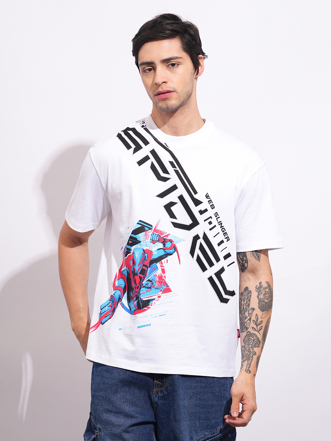 Being Human Pure Cotton Spider-Man Printed Relaxed Fit T-shirt