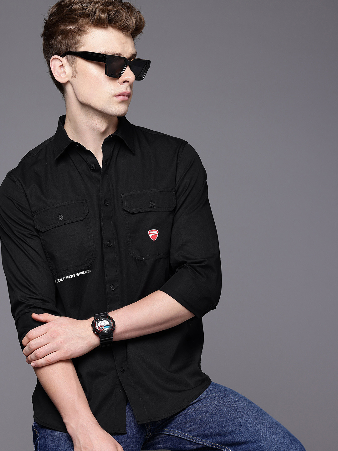 Ducati Brand Logo Printed Pure Cotton Casual Shirt