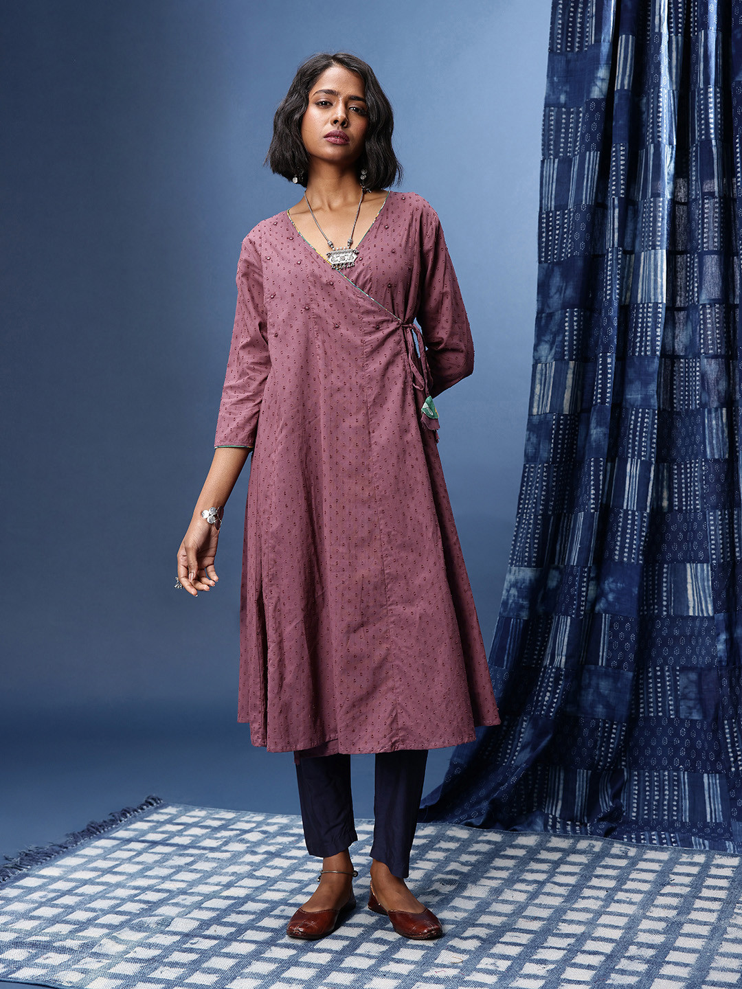 Taavi Woven Designed V-Neck Angrakha Woven Legacy Kurta