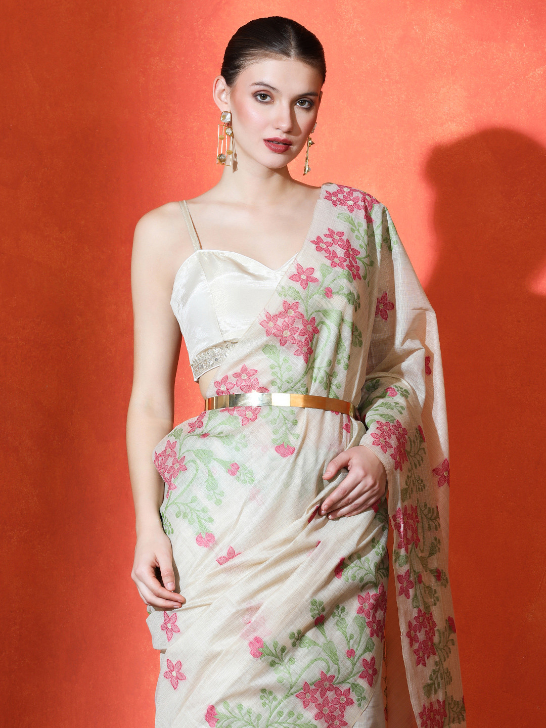 SARHA Woven Design Linen Saree