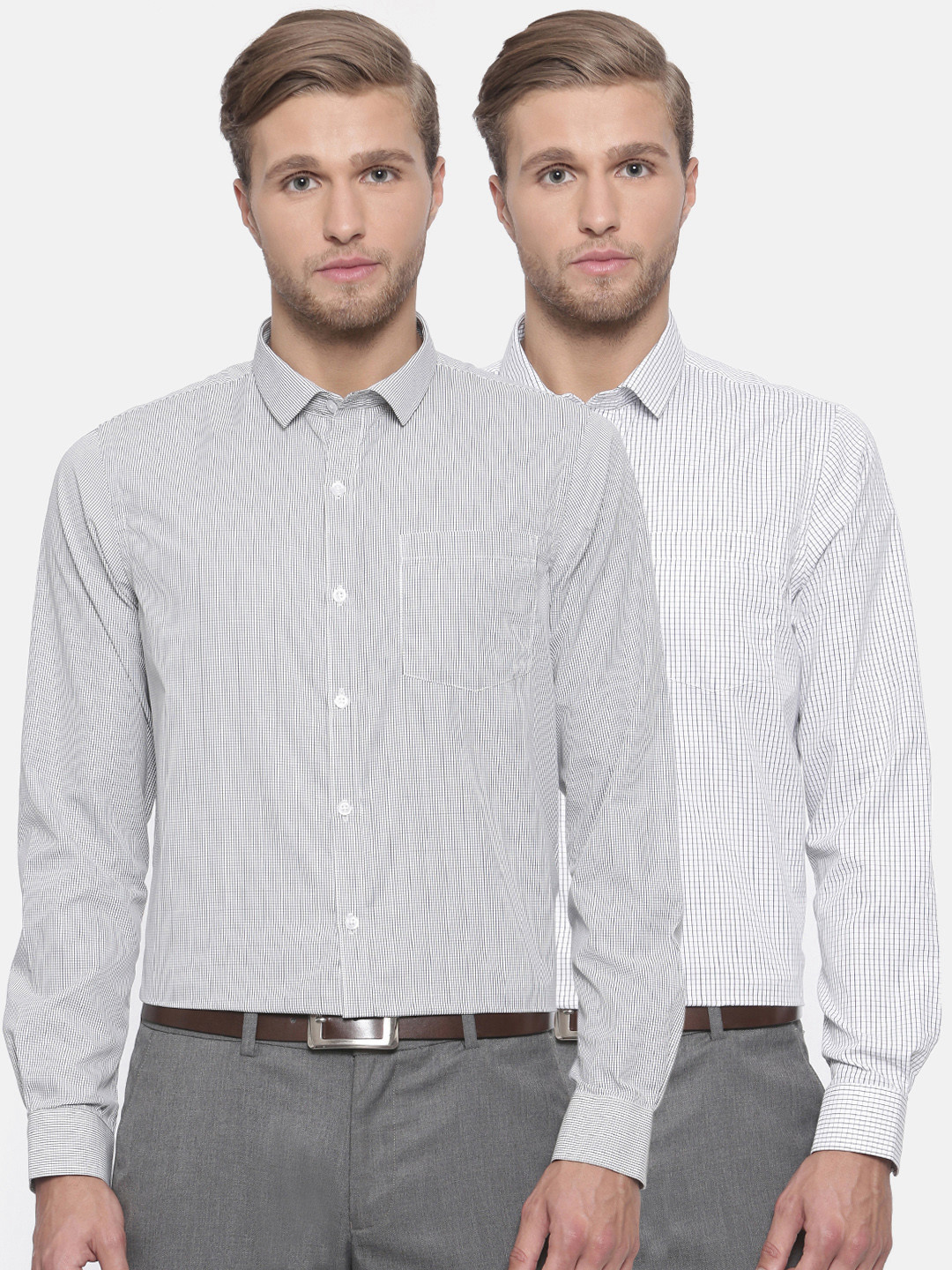 Excalibur Men Assorted Pack of 2 Contemporary Fit Formal Shirt