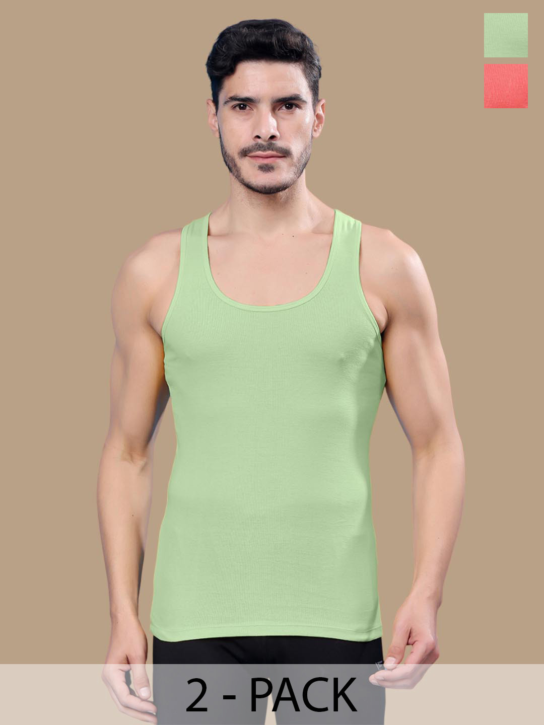 Friskers Pack Of 2 Cotton Ribbed Gym Vest 24012025R-15-33