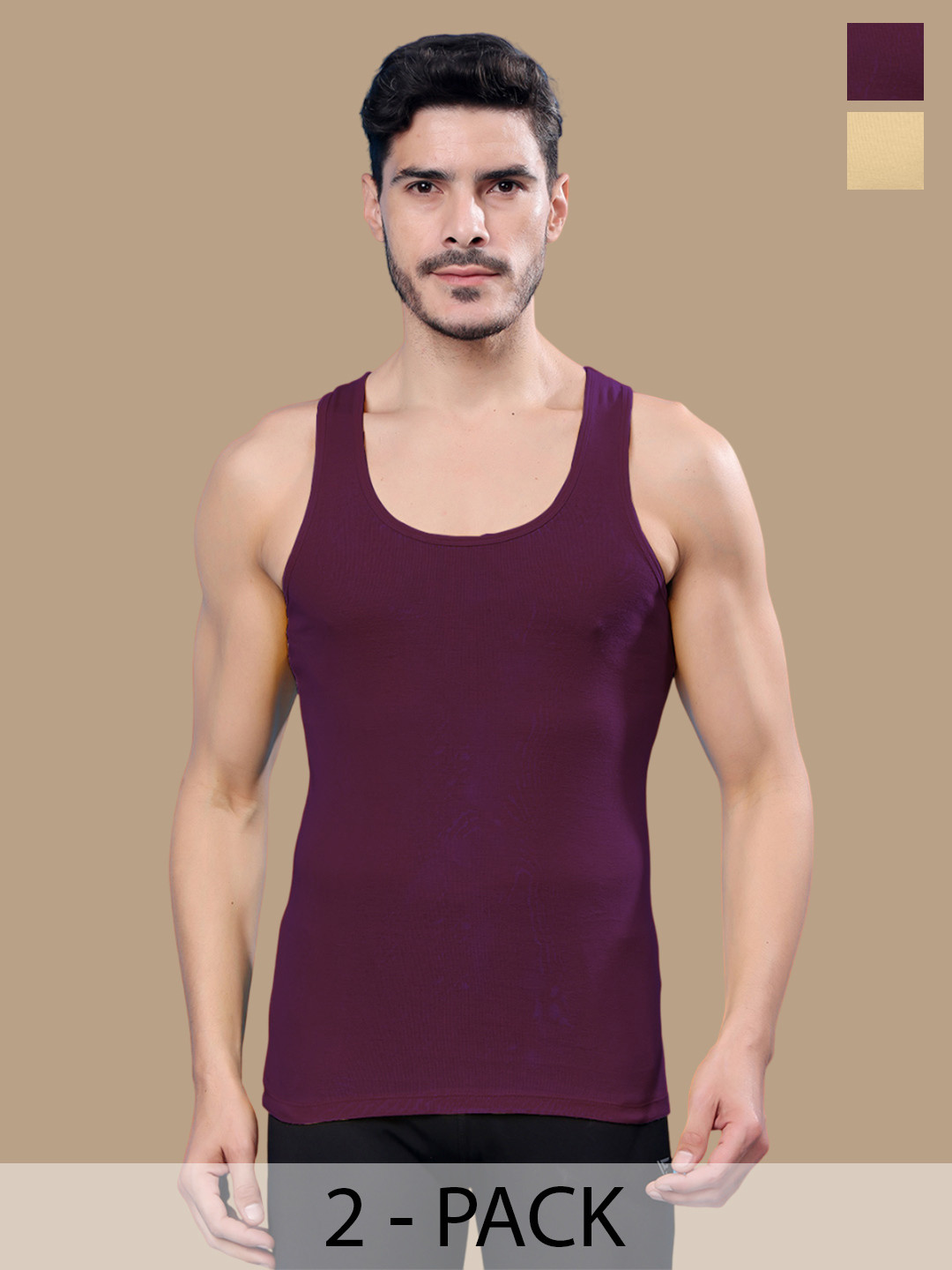 Friskers Pack Of 2 Cotton Ribbed Gym Vest 24012025R-09-16