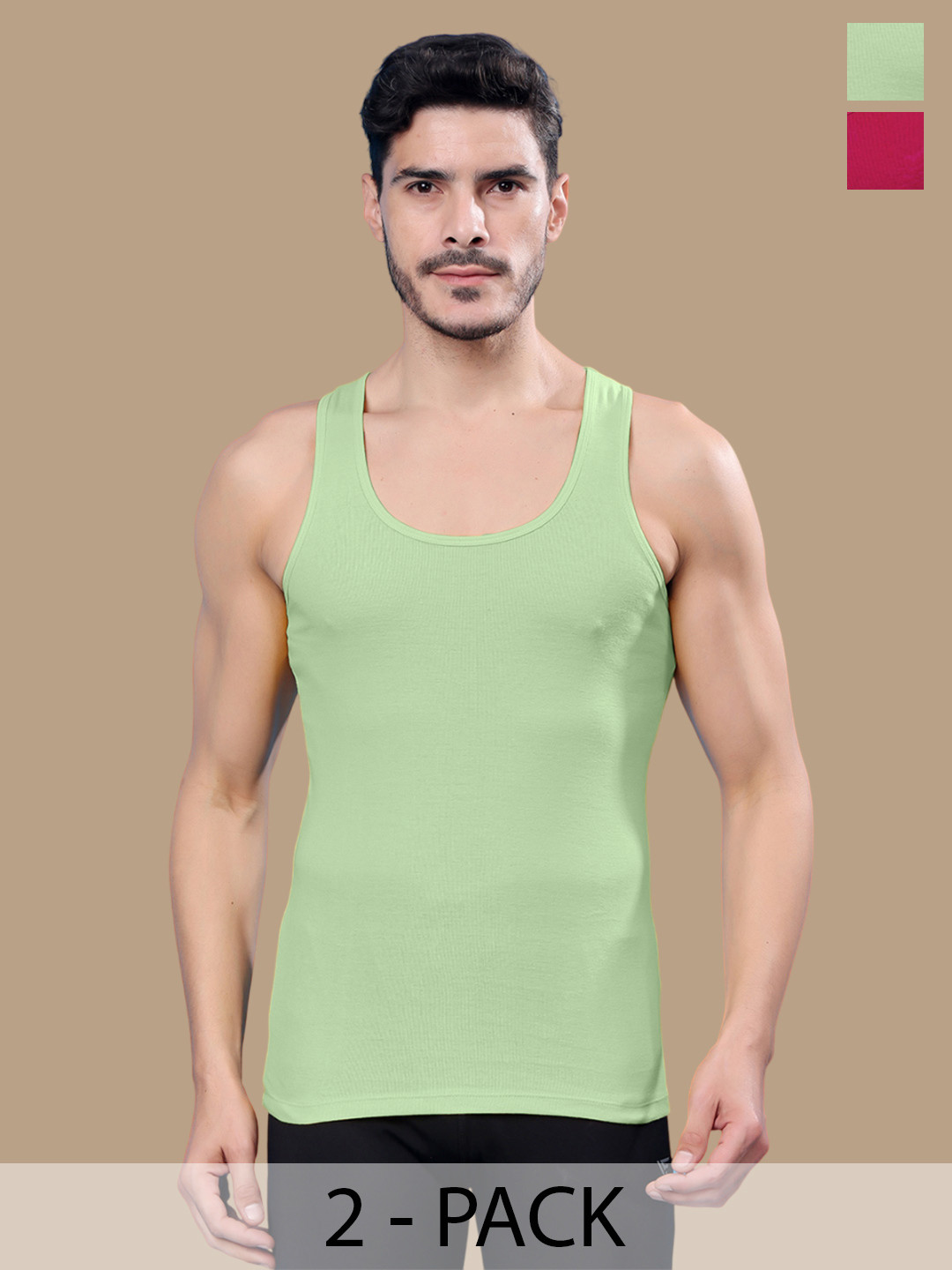 Friskers Pack Of 2 Cotton Ribbed Gym Vest 24012025R-07-33