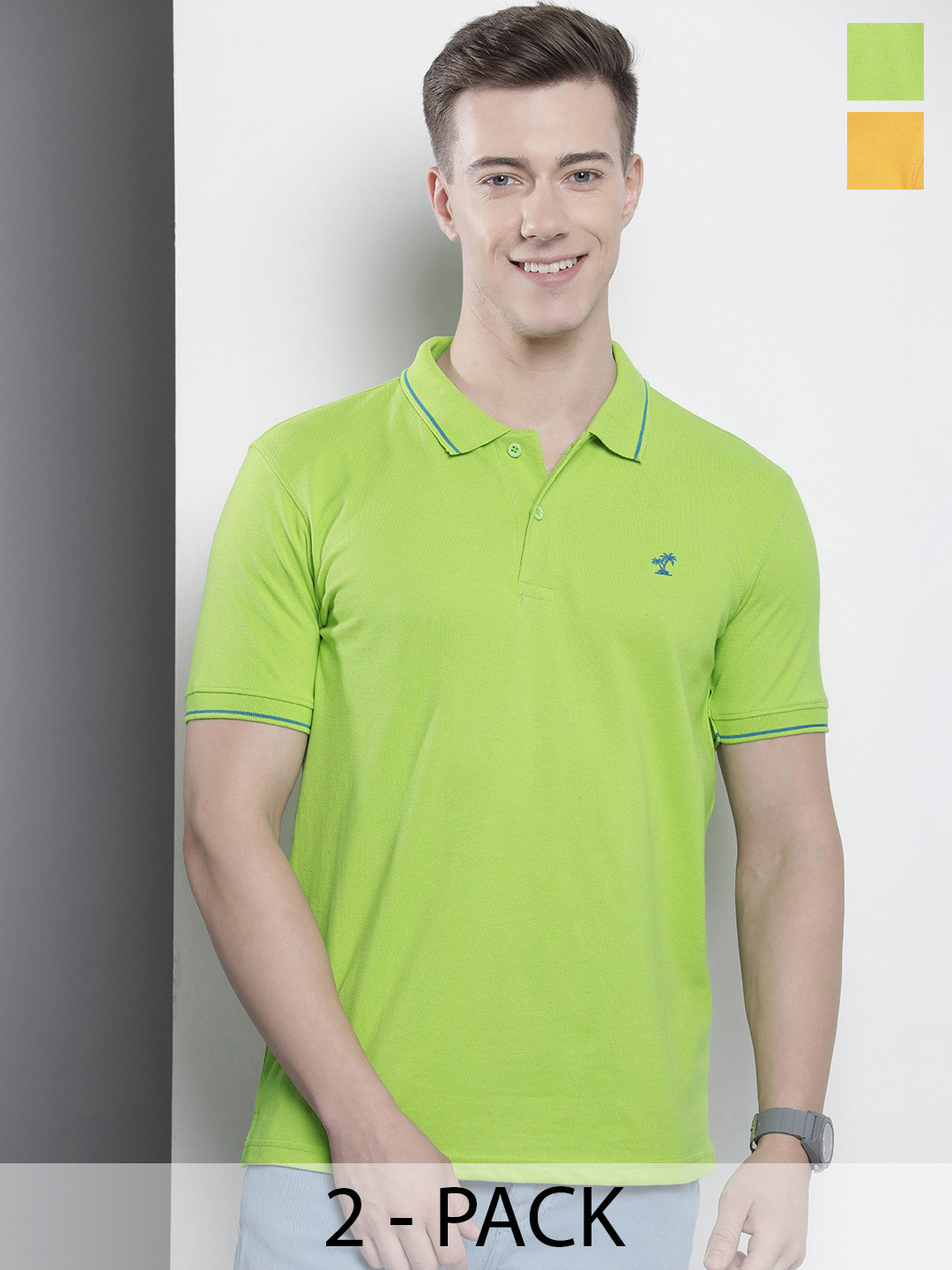 The Indian Garage Co Men's Pack of 2 Solid T-shirts