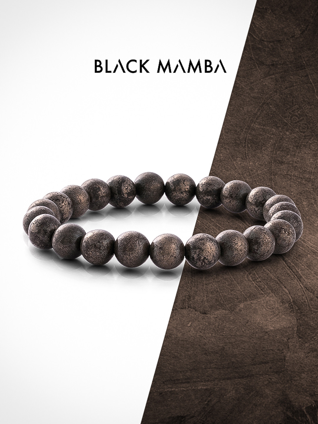 BLACK MAMBA Unisex Pyrite Natural Stone Stretchable Bracelet