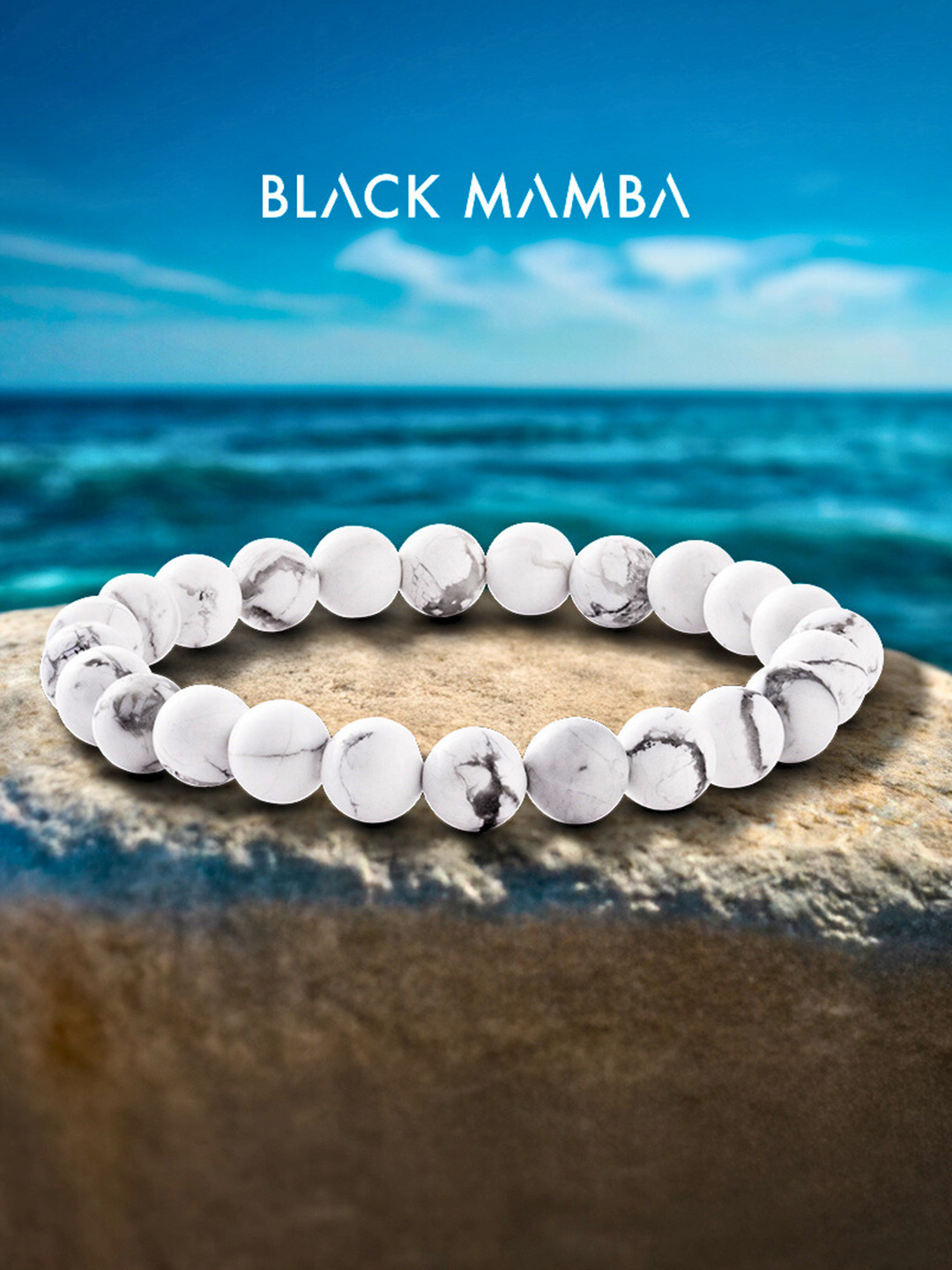 BLACK MAMBA Unisex Howlite Natural Stone Stretchable Bracelet