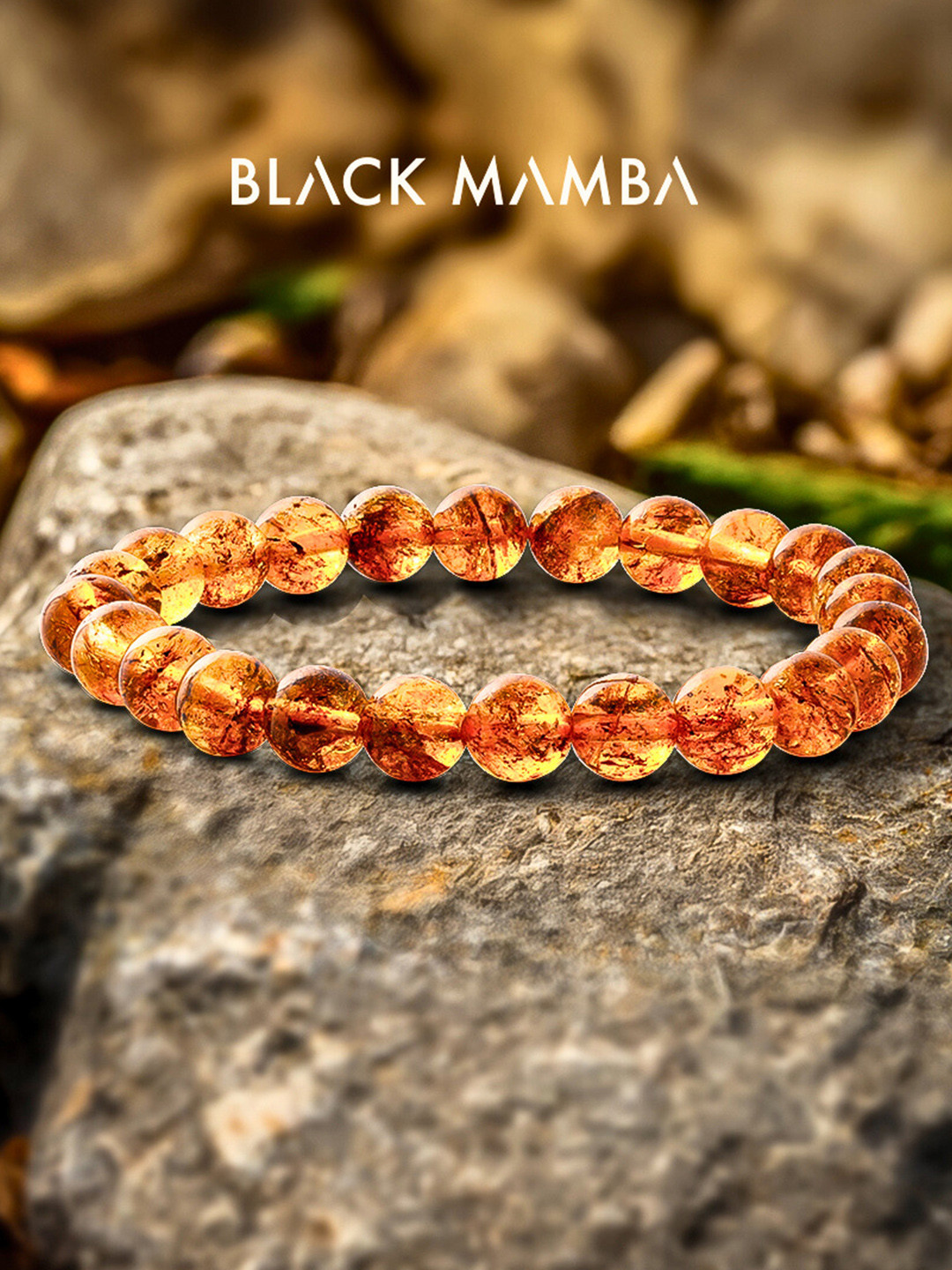 BLACK MAMBA Unisex Citrine Natural Stones Stretchable Bracelet