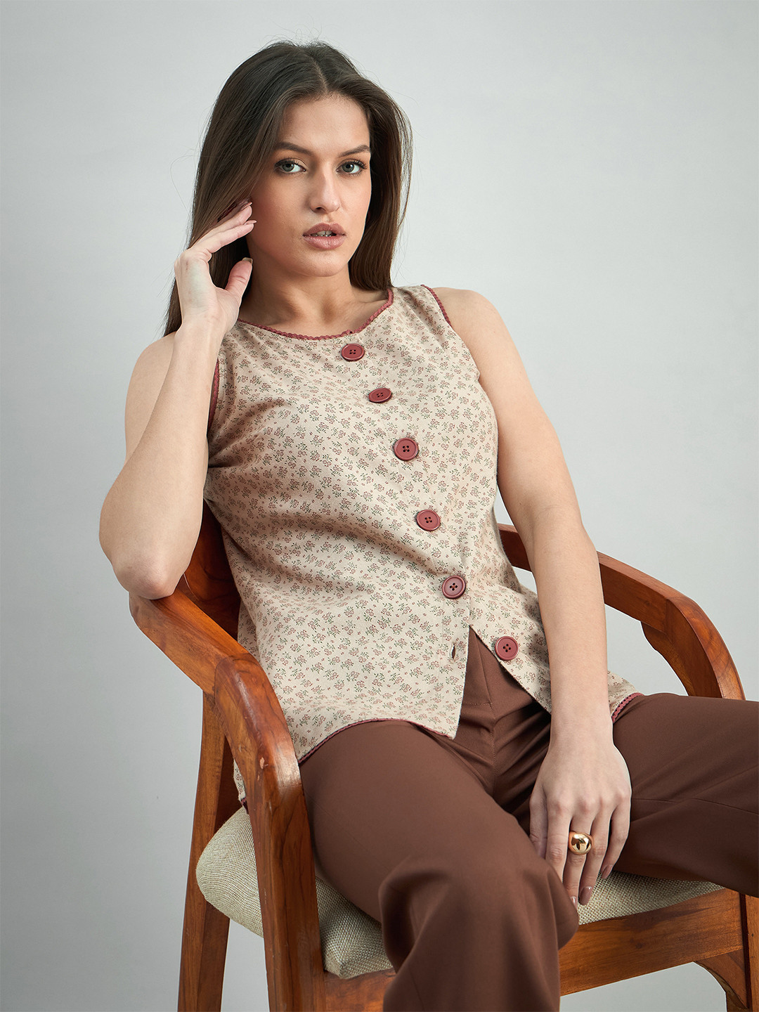 PowerSutra Women Sleeveless Lace Trim Top