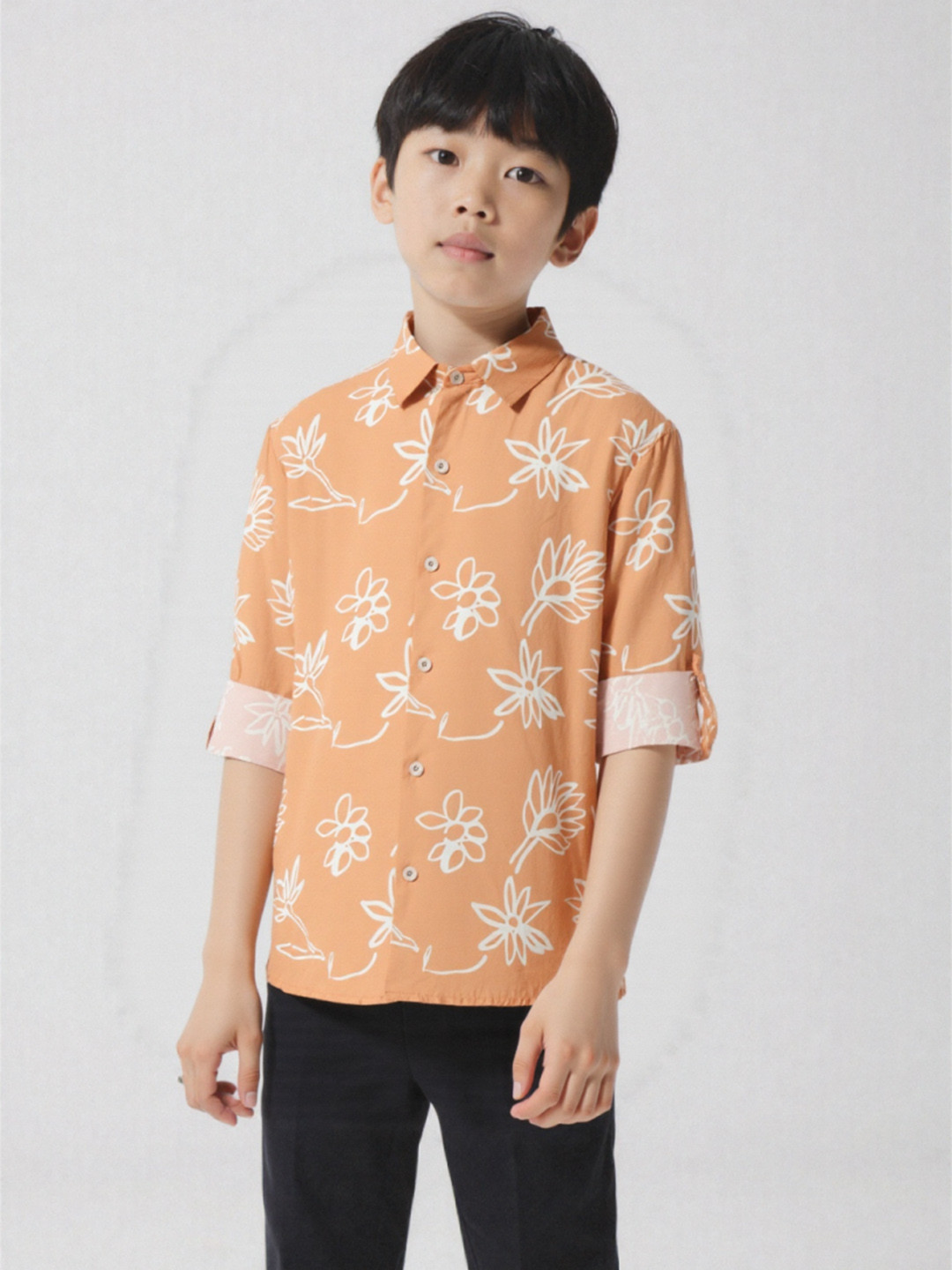 CAVIO Boys Comfort Floral Printed Pure Cotton Casual Shirt
