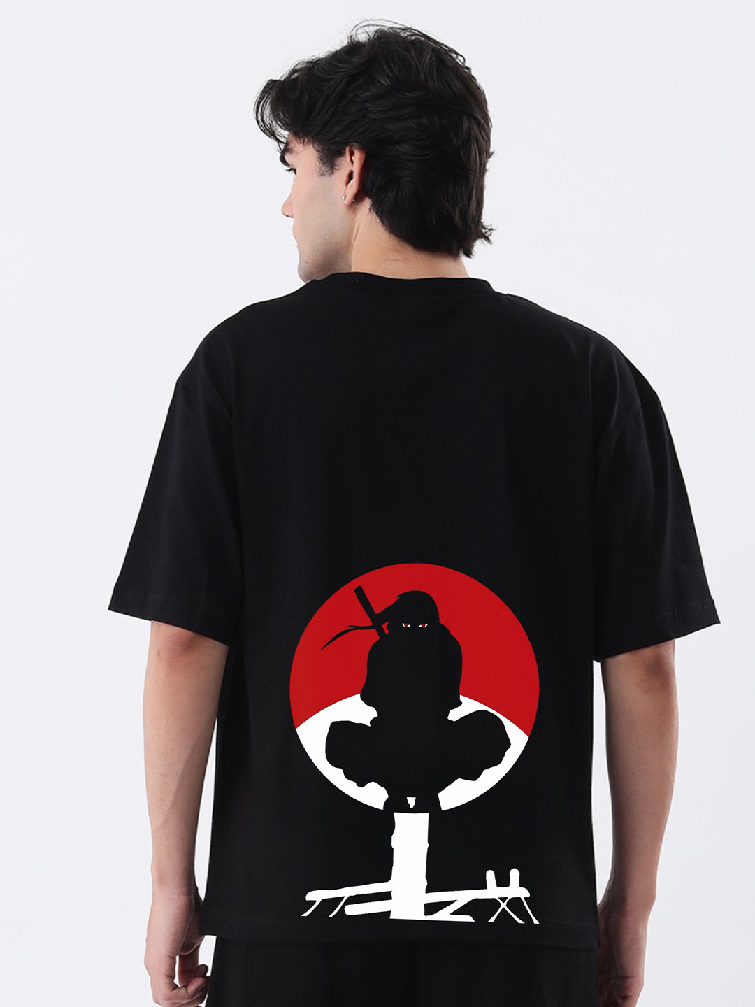 TheBTclub Men Uchiha Itachi Ost Printed Round Neck Cotton Oversized Activchill T-shirt