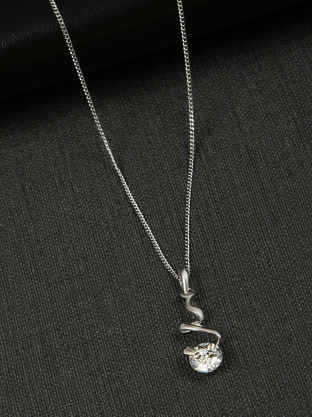 DressBerry Silver-Plated American Diamond Studded Claw Pendants With Chains