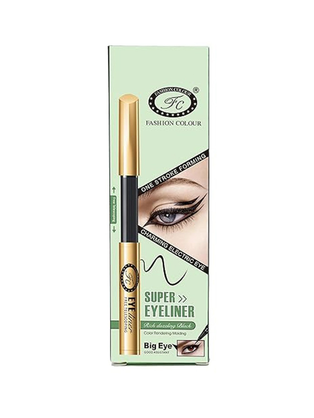 Fashion Colour Big Eye Super Eyeliner Free Telescoping 5ml - Black