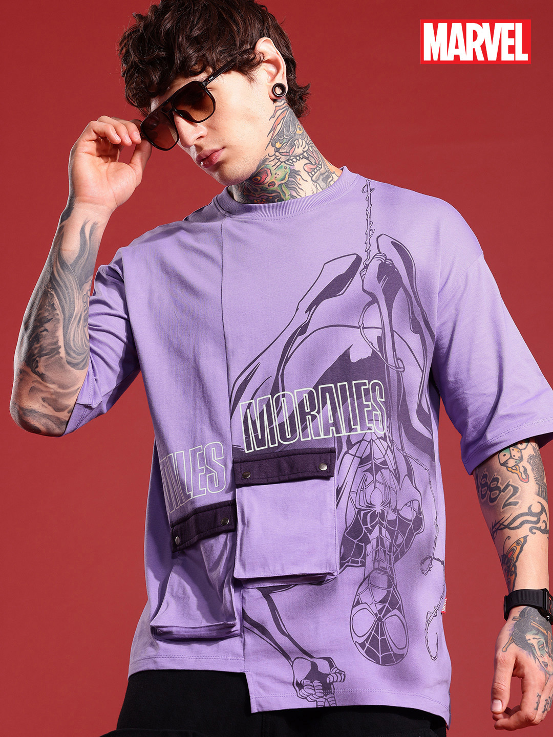 MARVEL STREET Oversized Fit Spider-Man Graphic Printed Pure Cotton T-shirt