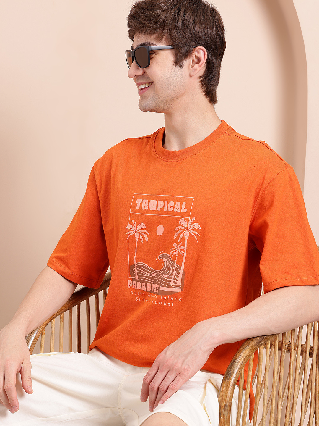 Mast & Harbour Printed Tropical Pure Cotton T-shirt