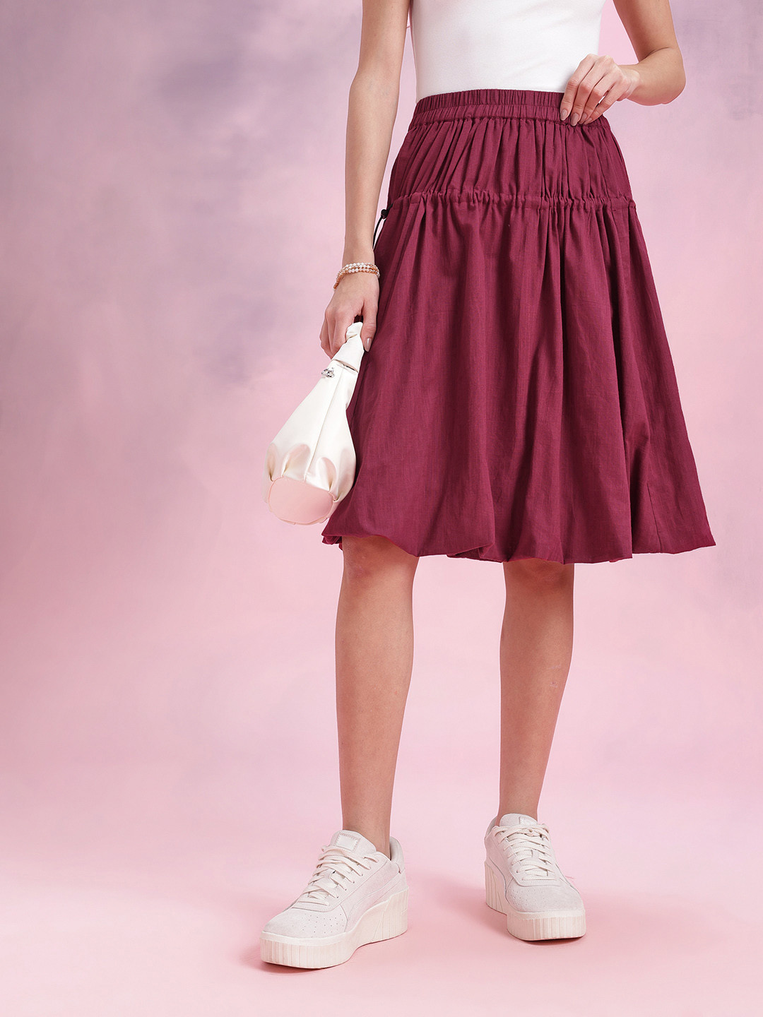 DressBerry Toggle Fastening Ruched Balloon Skirt