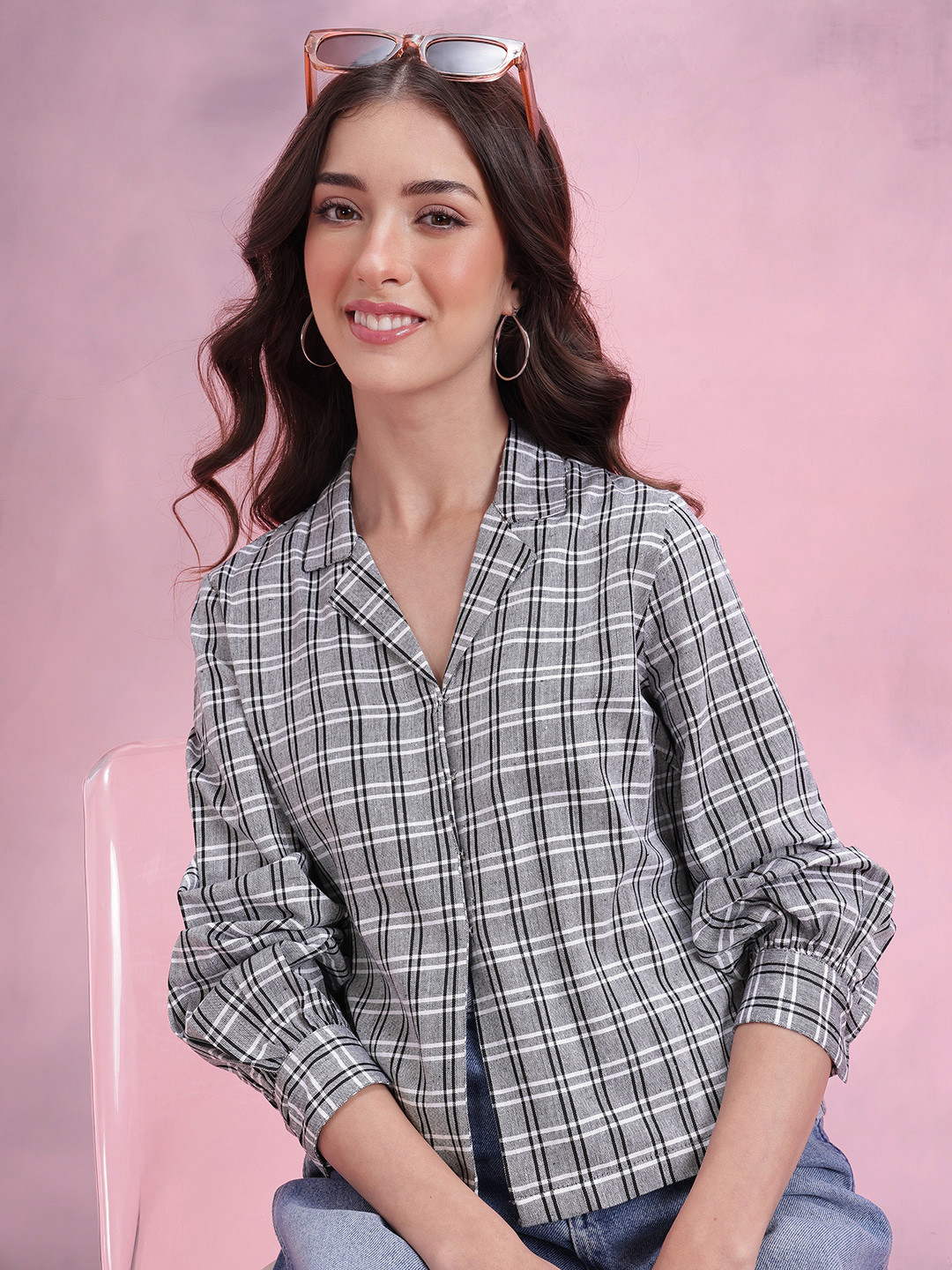 DressBerry Tartan Checks Monochrome Shirt