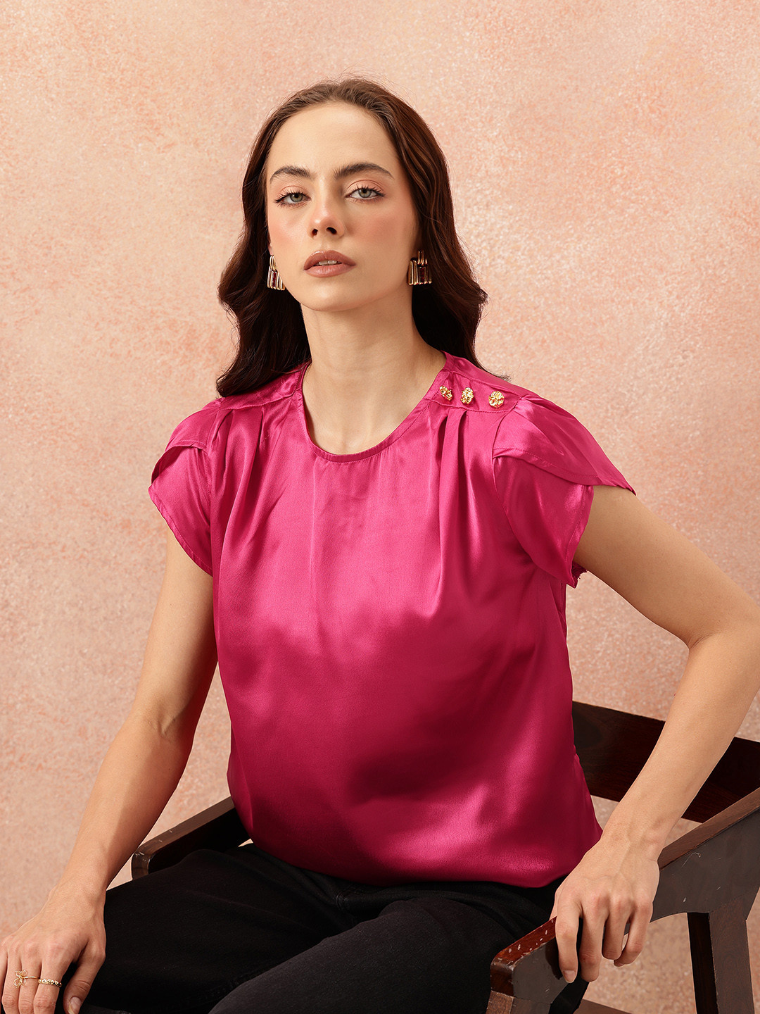 all about you Studded Satin Finish Top